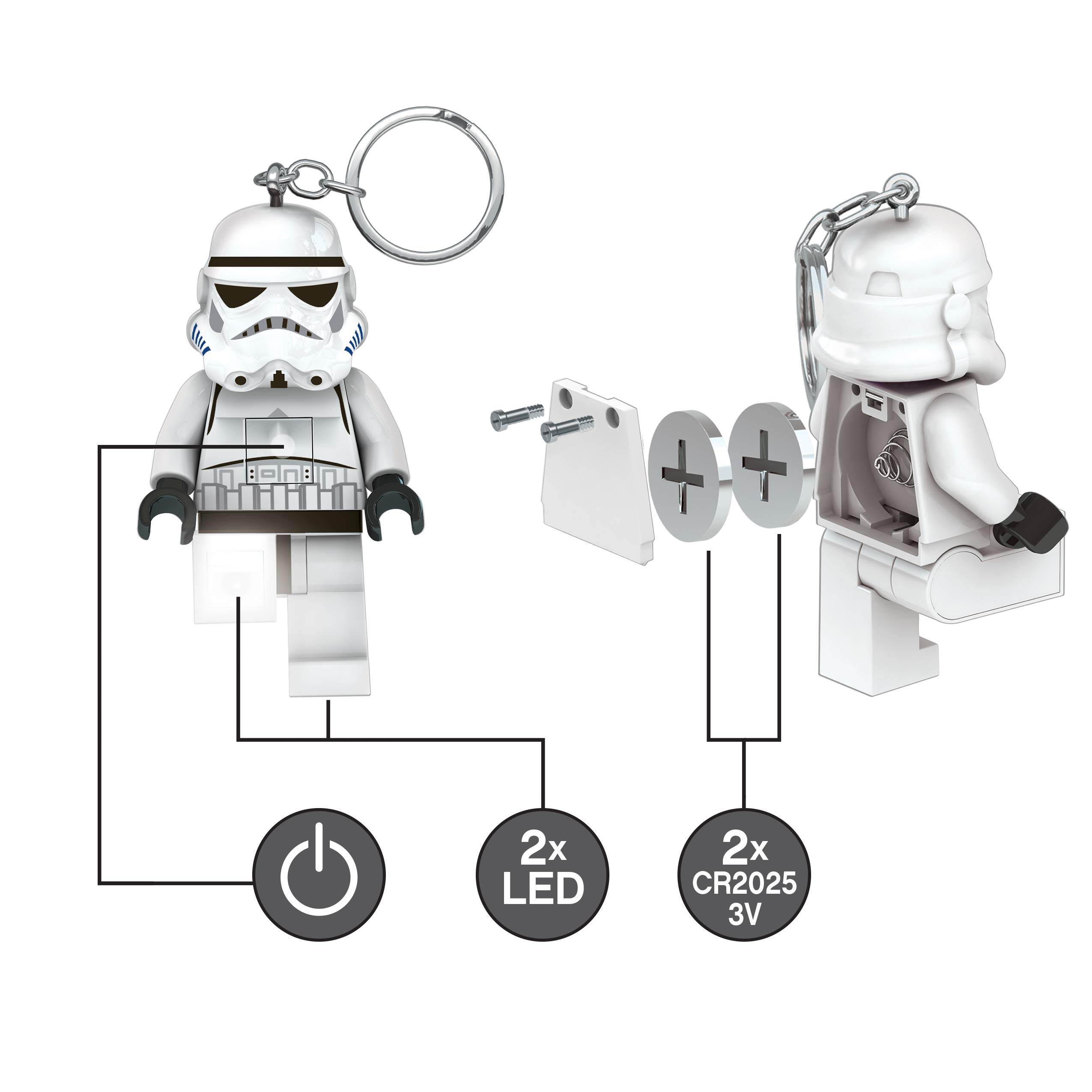 LEGO Star Wars Stormtrooper Keychain with LED Flashlight - 76mm Collectible Figure Toy Gift for Kids (Includes 2 CR2025 Batteries) - Perfect for Star Wars Fans, Cosplay Accessories & Everyday Carry