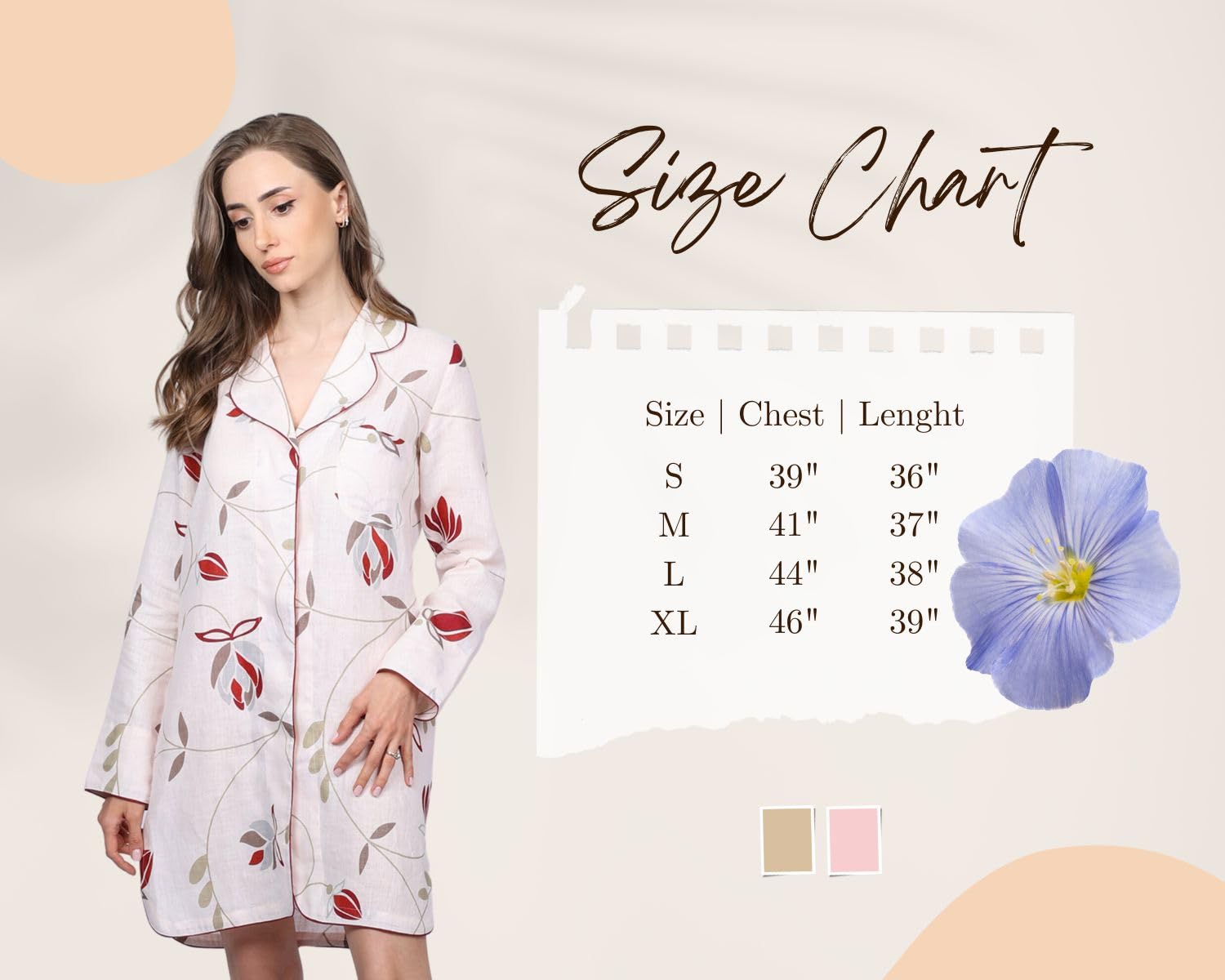 Women's Button Down Nightgown Sleepshirt - Notch Collar Pajama Top with European Tailoring | Perfect for Cozy Nights & Relaxing at Home