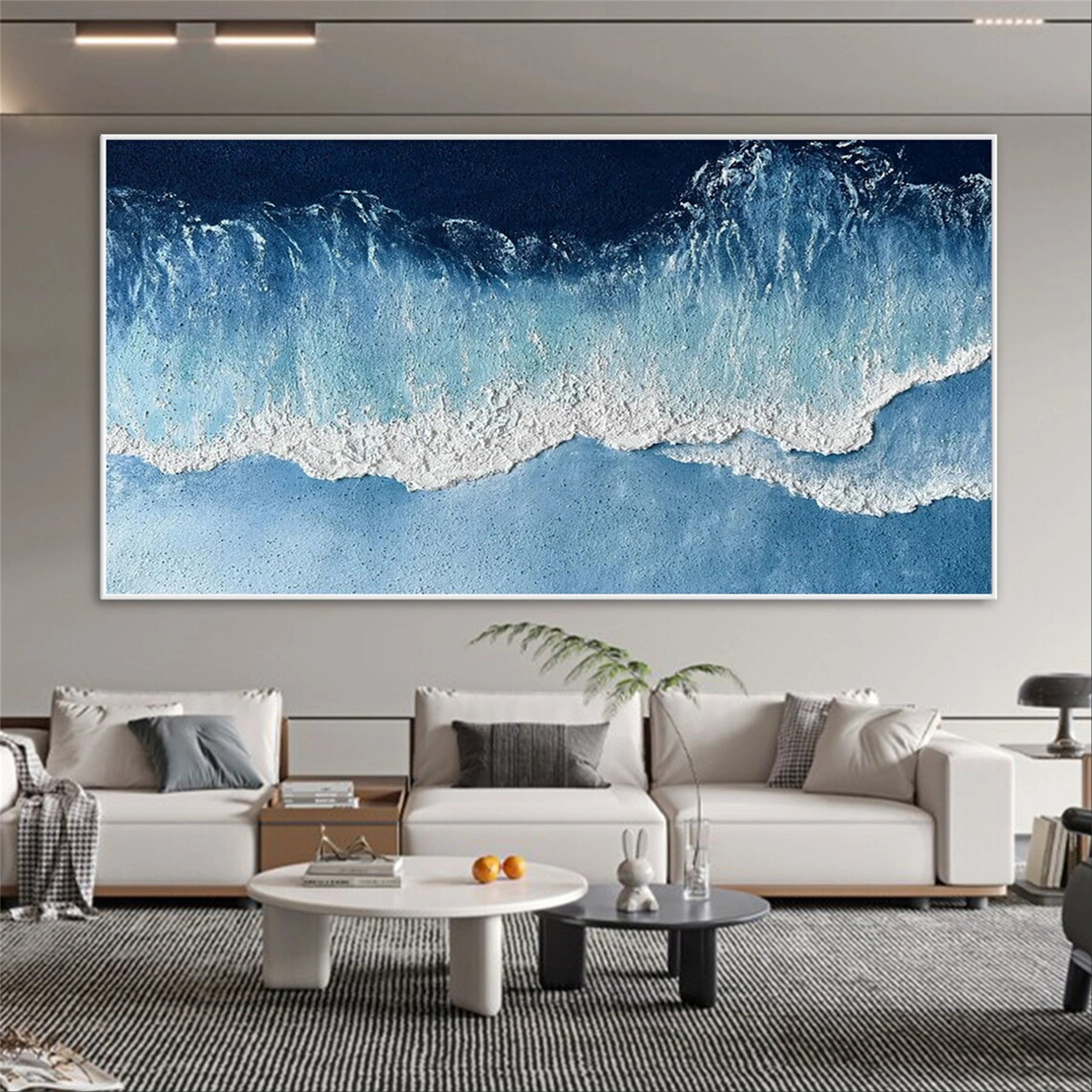 Ocean and Sky Painting #OS 063 - Handmade Canvas Wall Art for Home & Office Decor - Perfect for Living Room, Bedroom, or Office Wall Decoration