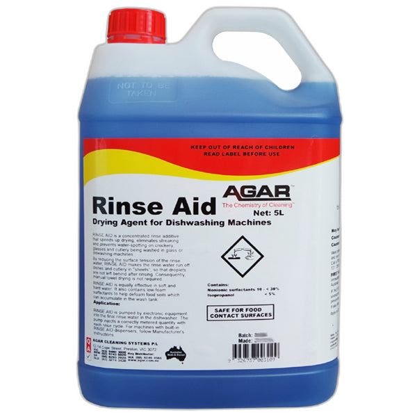 Commercial Dishwasher Rinse Aid - Agar Spot Free Drying Agent for Sparkling Clean Dishes | Perfect for Restaurants, Hotels & Catering Services