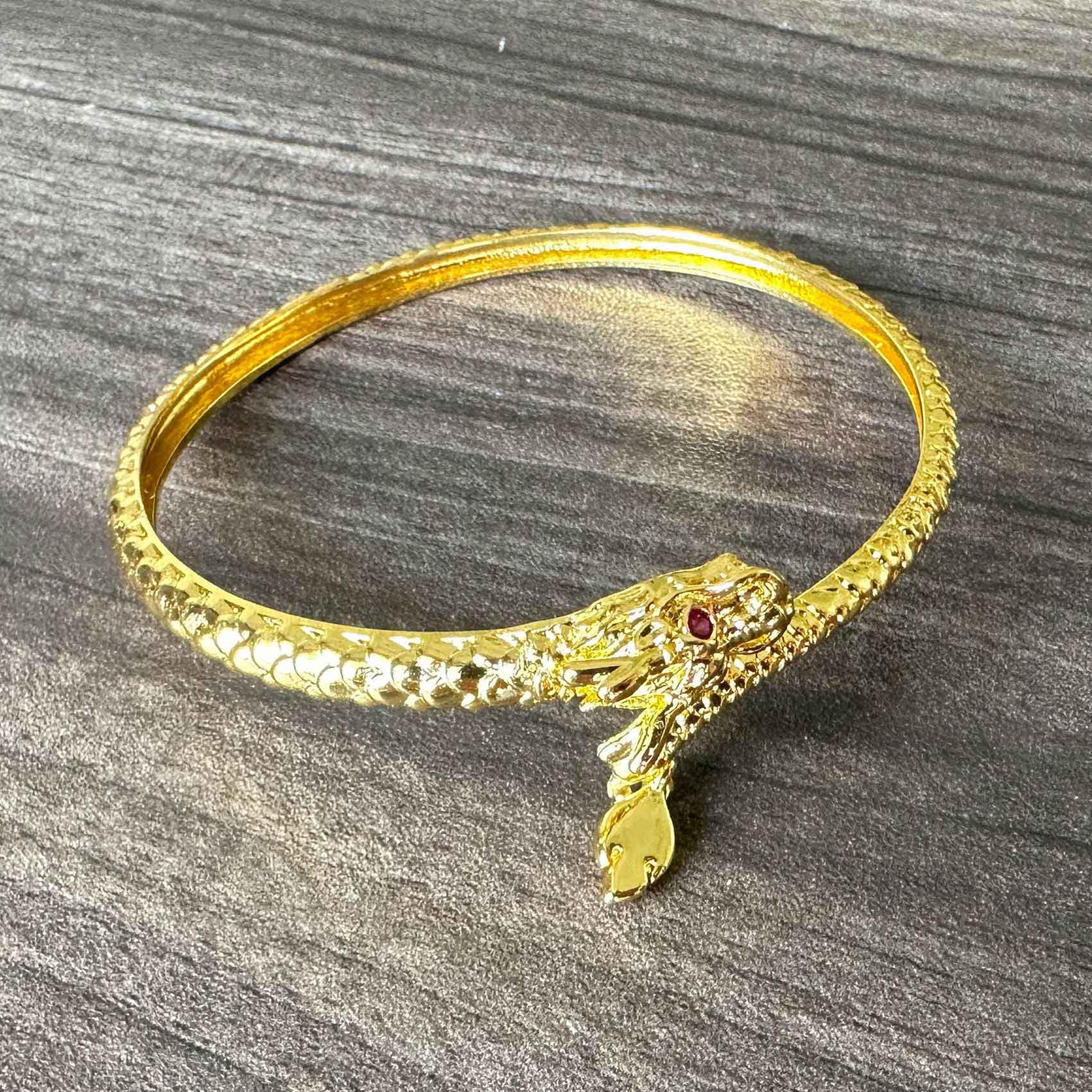 18K Gold Plated Dragon Arm Cuff Bracelet for Women - Elegant Open Bangle for Parties, Weddings & Special Occasions