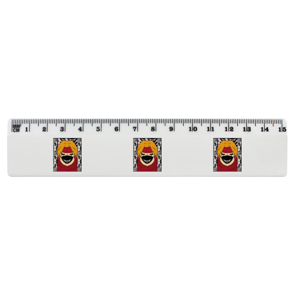 Azeeda 6 Inch White Plastic Ruler with Manga Style Character - School & Office Supplies for Students, Artists, and Manga Fans (RL00065688)