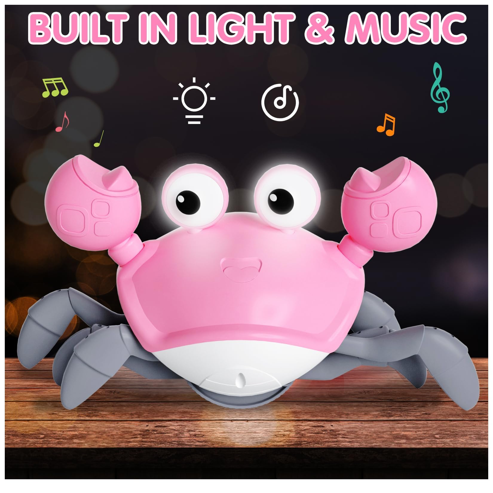 Interactive Crawling Crab Baby Toy - Montessori Musical Learning Toy for Girls & Boys 6-18 Months - Perfect for Tummy Time, First Birthday Gifts & Toddler Development (1-2 Years Old) | Great for Sensory Play, Motor Skills & Early Childhood Education