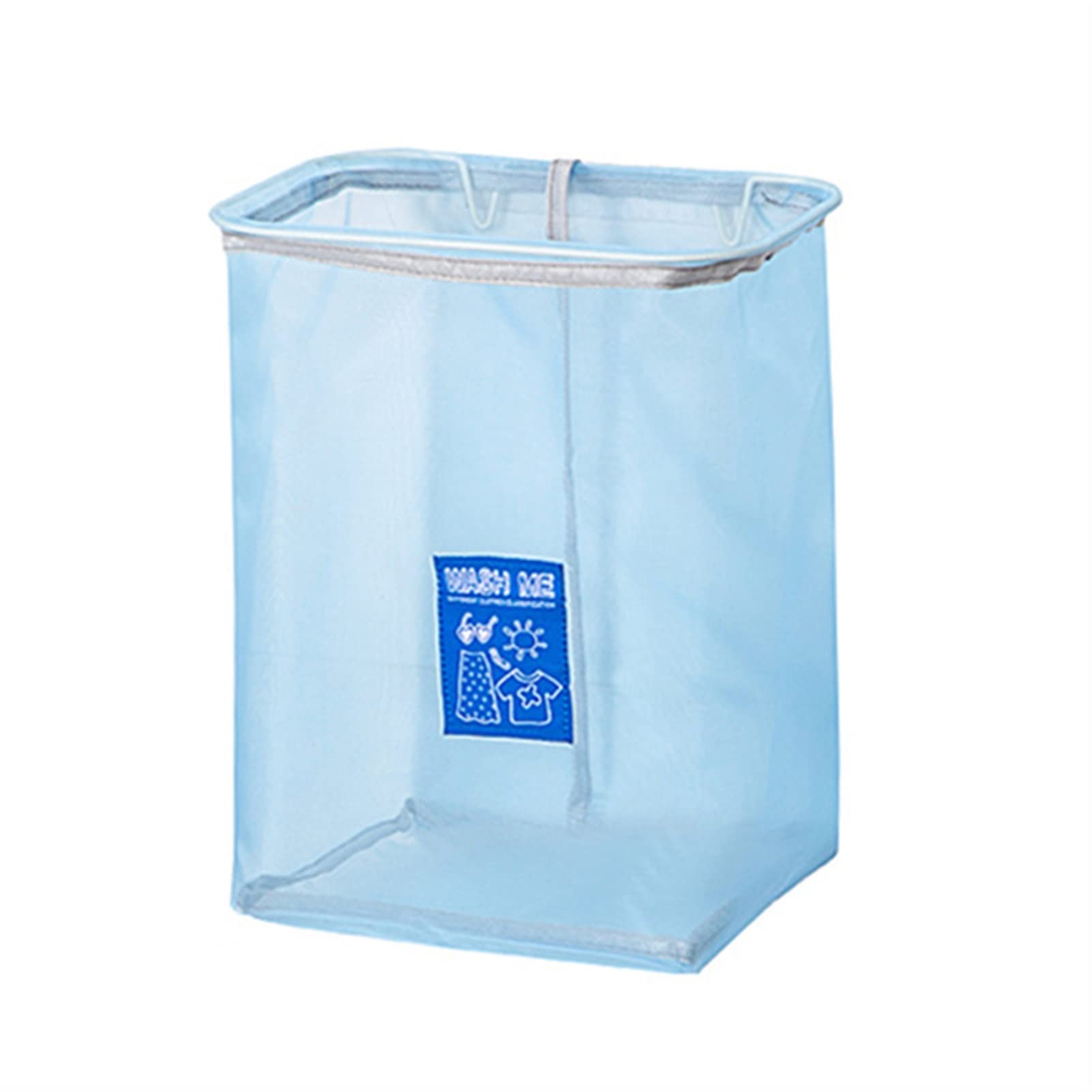 Foldable Laundry Hamper with Wall Hanging Organizer - Space Saving Clothes Storage Basket for Bedroom, Bathroom & Dorm - Blue Collapsible Clothes Bin (Perfect for Small Spaces, Apartment Living & Travel)