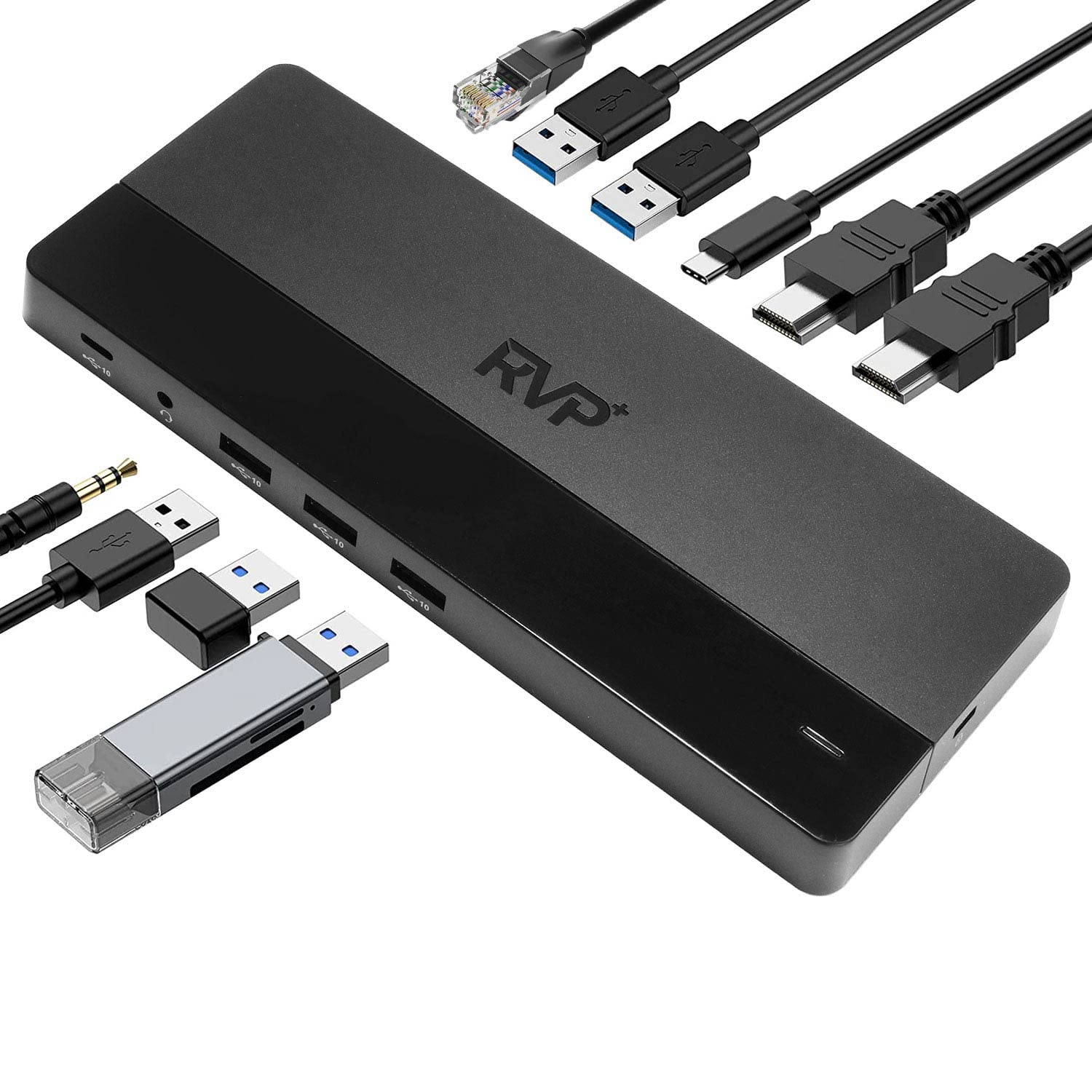 Dual Monitor USB C Hub with 4K DisplayPort, USB 2.0, Ethernet & 100W PD Charging - Thunderbolt 4/3 & USB4 Compatible - Ideal for MacBook Pro, Dell XPS & Home Office Setup (RVP-022818)