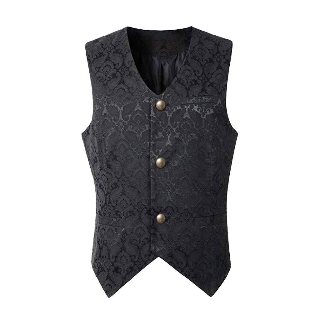 NIUQI Men's Punk Vintage Tailcoat Jacket - Stylish Button-Up Overcoat Vest for Gothic & Rock Fashion | Perfect for Concerts, Parties & Halloween Costumes
