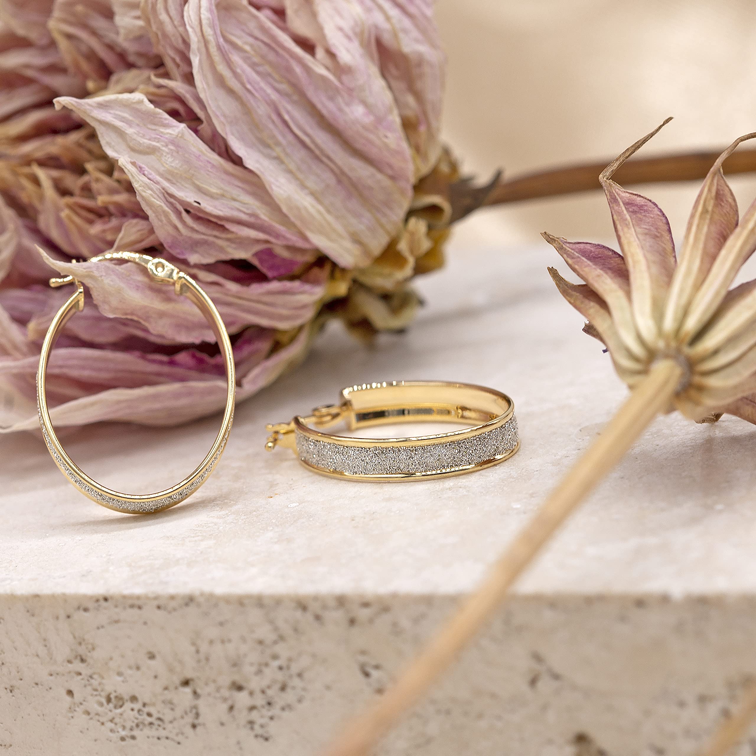 Carissima Gold 9ct Yellow Gold Stardust Creole Earrings for Women | Elegant Hoop Earrings for Party, Wedding & Everyday Wear