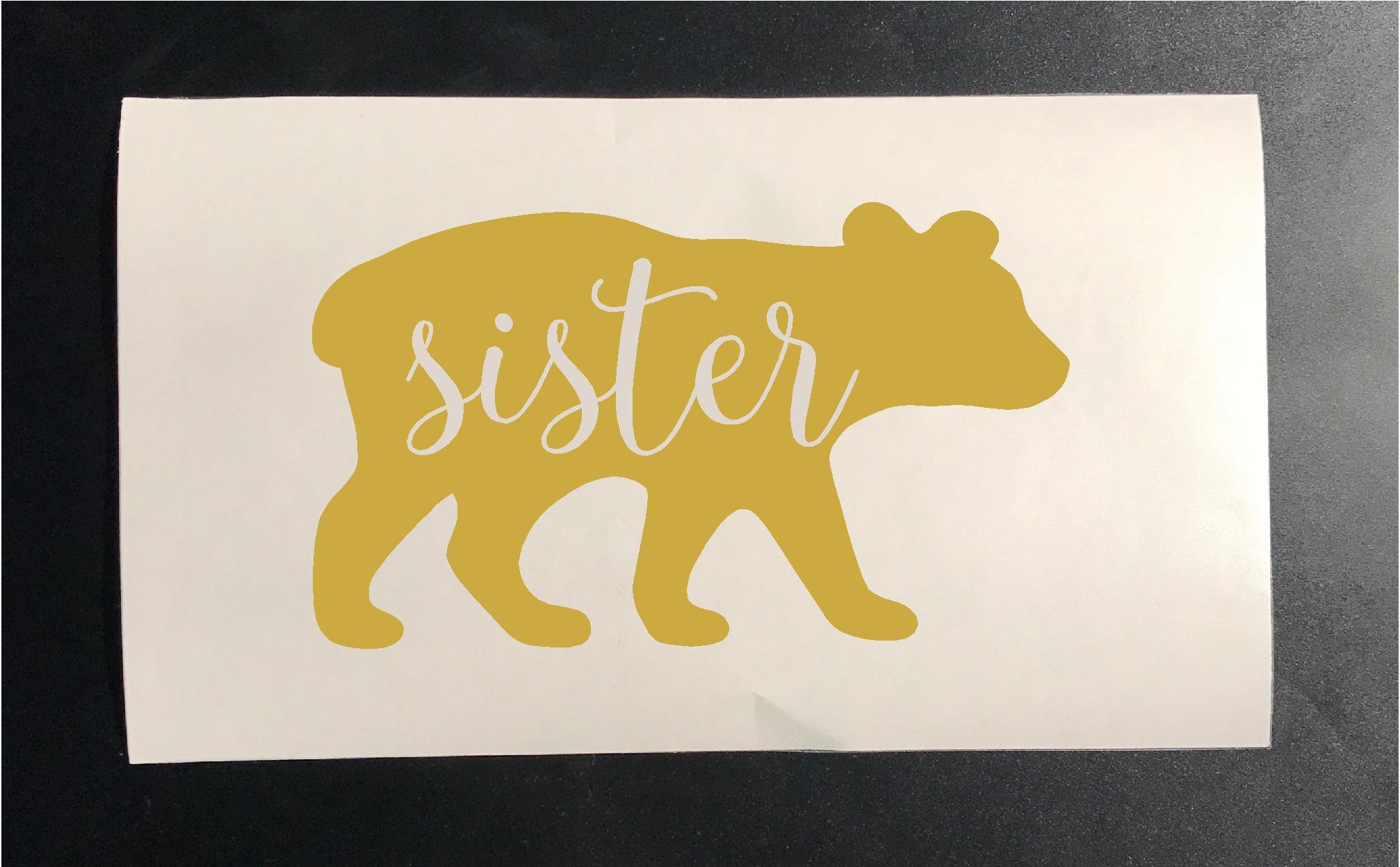 Sister Bear Iron-On Heat Transfer Stencils for T-Shirts & Clothing (Gold) - DIY Custom Apparel & Craft Projects