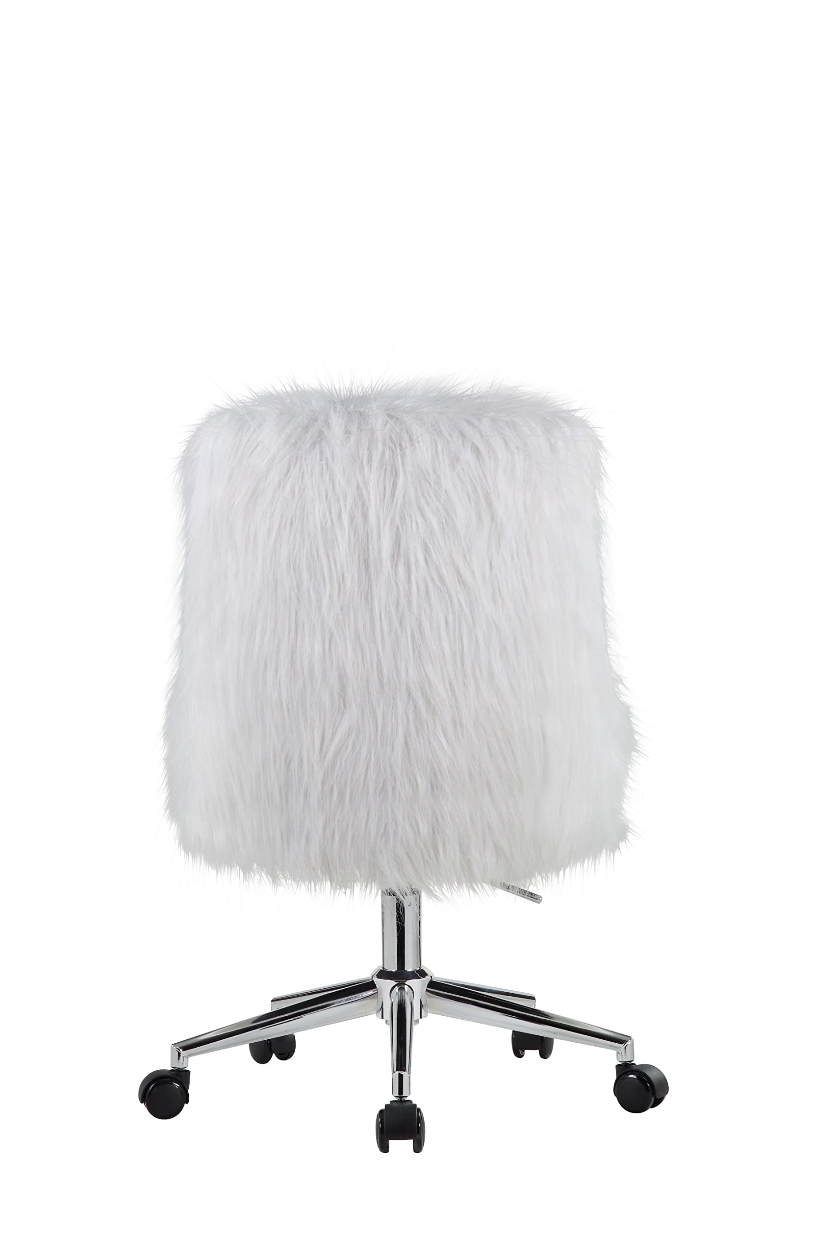 HomVent Faux Fur Desk Chair - Soft Swivel Vanity Chair with Adjustable Height, Fluffy Armless Office Chair for Home, Studio & Makeup | Perfect for Living Room, Bedroom, Dressing Table & Workspace