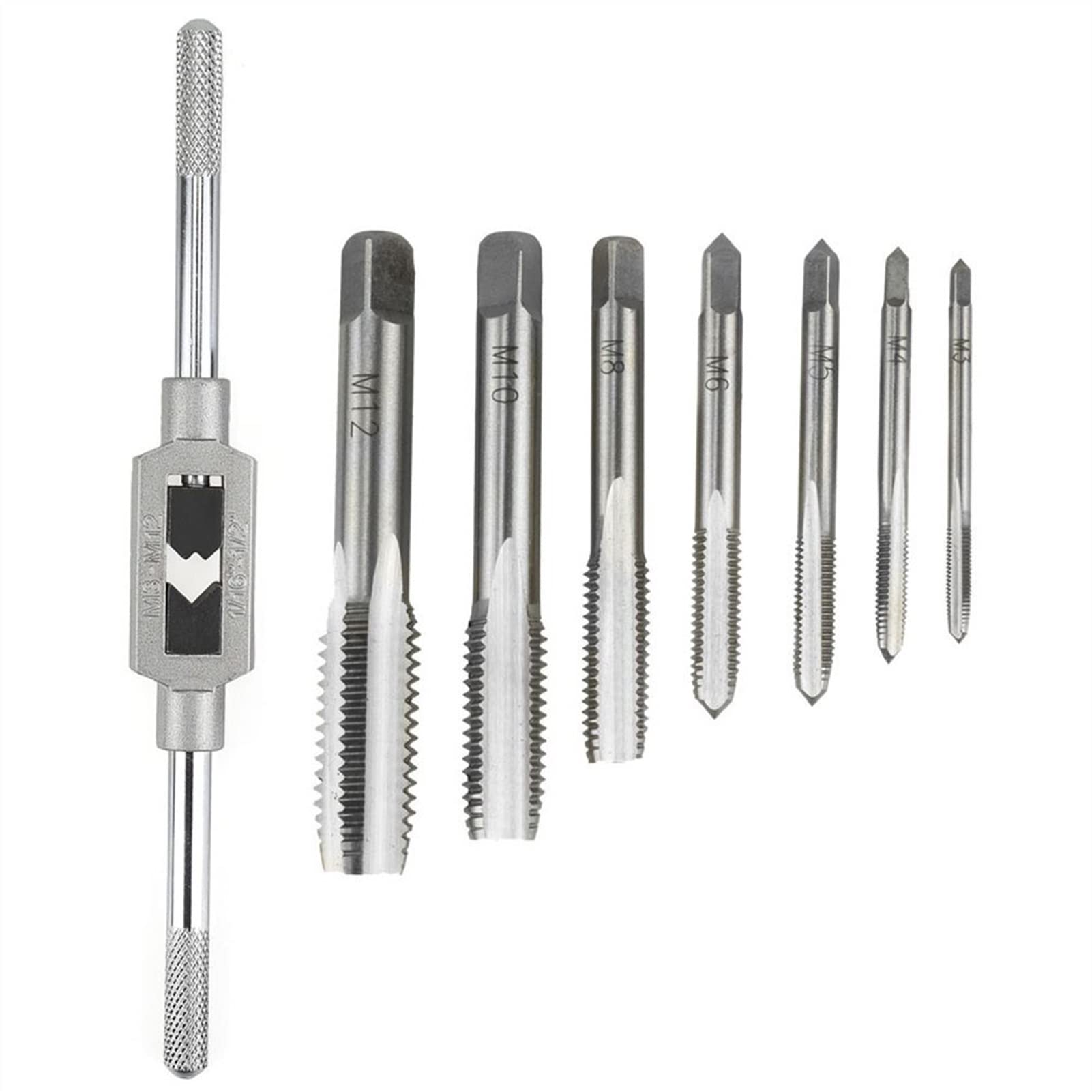 MOUNTAIN MEN 8PCS Auger Bit Tap and Die Set - Metric Machine Screw Thread Plug Tap Kit with Drill Bits | Hand Tools for Metalworking, Woodworking & DIY Home Repair