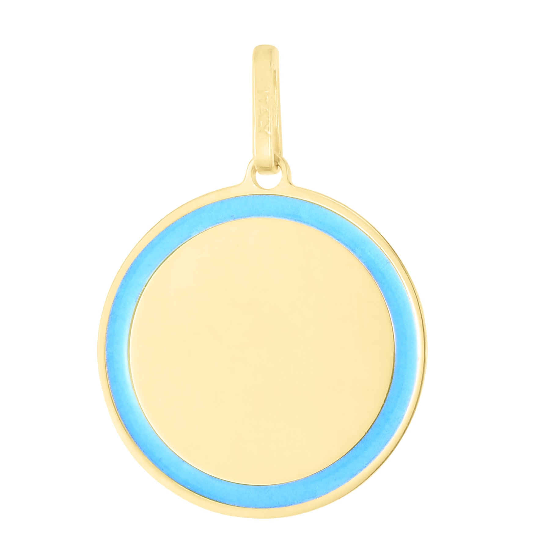14K Gold Blue Enamel Circle Charm Pendant - Elegant Jewelry for Necklace, Bracelet & Gift Giving - Perfect for Everyday Wear, Special Occasions & Birthdays