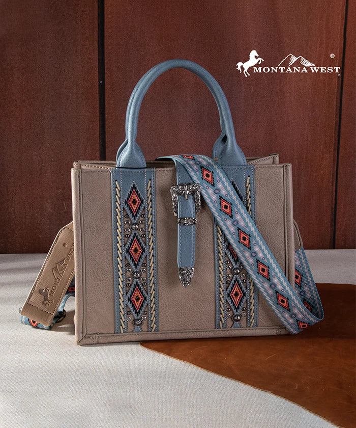 Montana West Aztec Print Concealed Carry Tote Bag for Women - Stylish & Spacious Purse with Hidden Gun Pocket - Perfect for Everyday Use, Travel, and Self-Defense