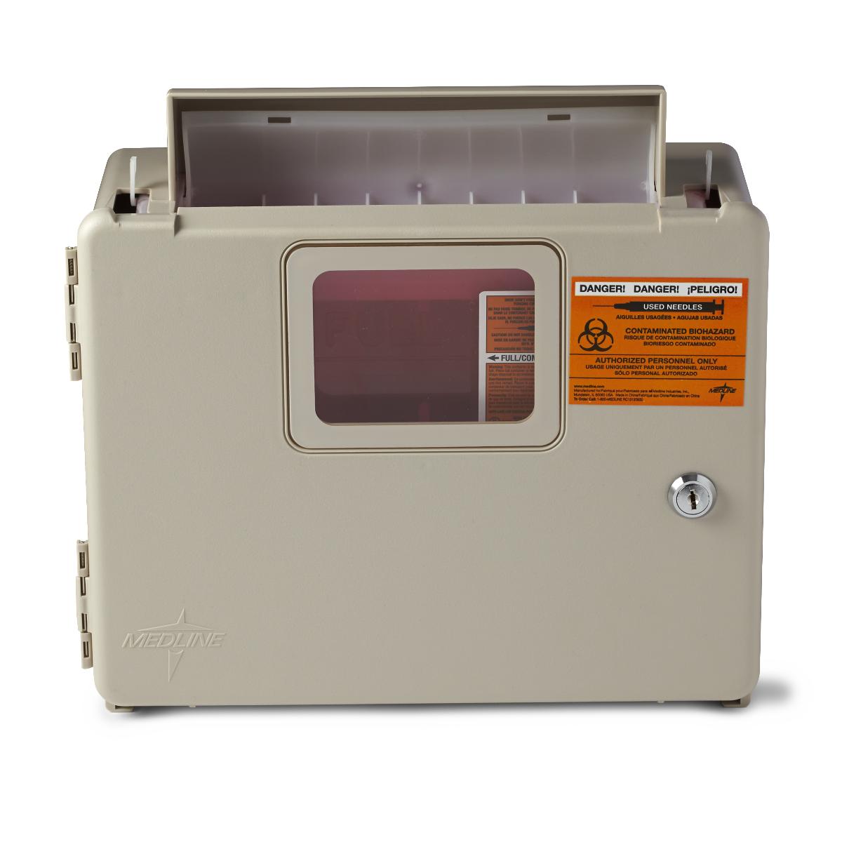 5qt Locking Wall Cabinet for Sharps Disposal - Secure Medical Waste Storage for Clinics, Hospitals & Home Use