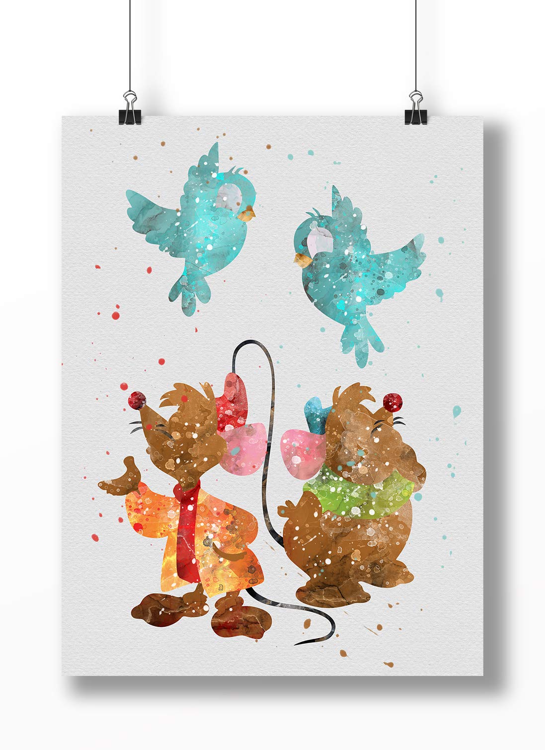 Cinderella Mice Birds Wall Art - Home Decor for Living Room