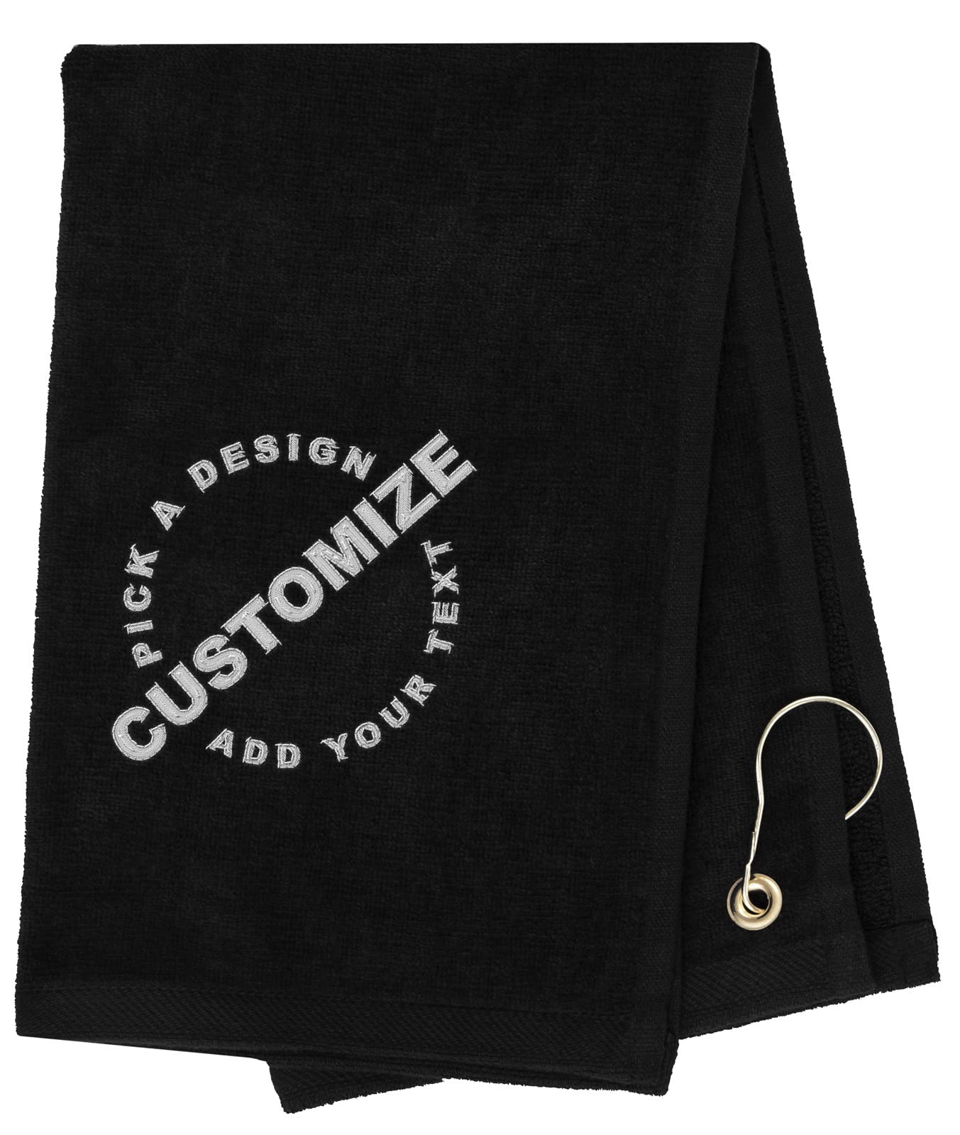 Custom Embroidered Golf Towels for Men - Personalized Sports Towel Gift for Dad, Birthday, Father's Day - Premium Black CE6900 - Perfect for Golf Courses, Sports Events & Gym Use