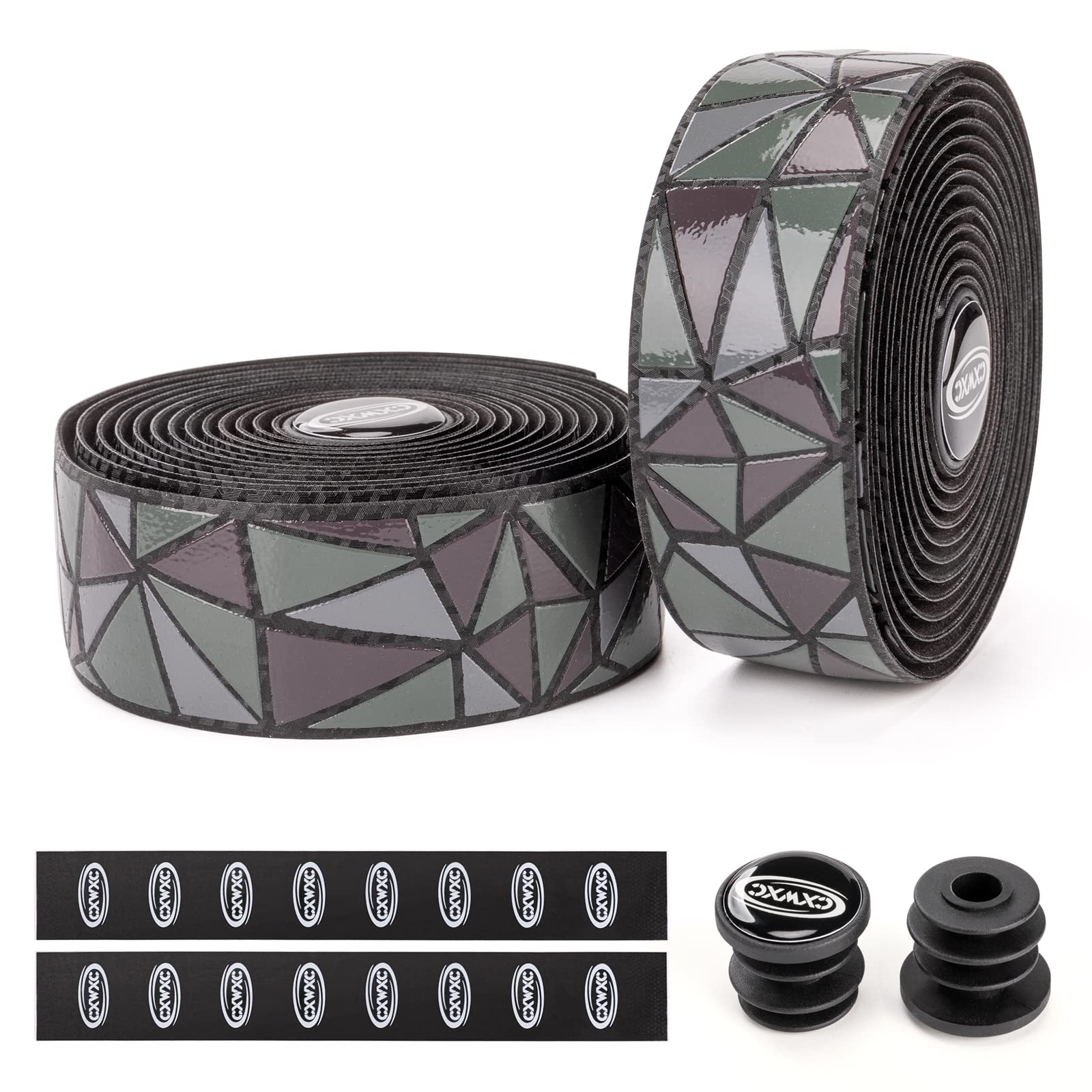 Non-Slip Silicone & EVA Bike Handlebar Tape - Black Road Bicycle Handle Bar Wrap with Bar Plugs for Comfortable Cycling and Enhanced Grip