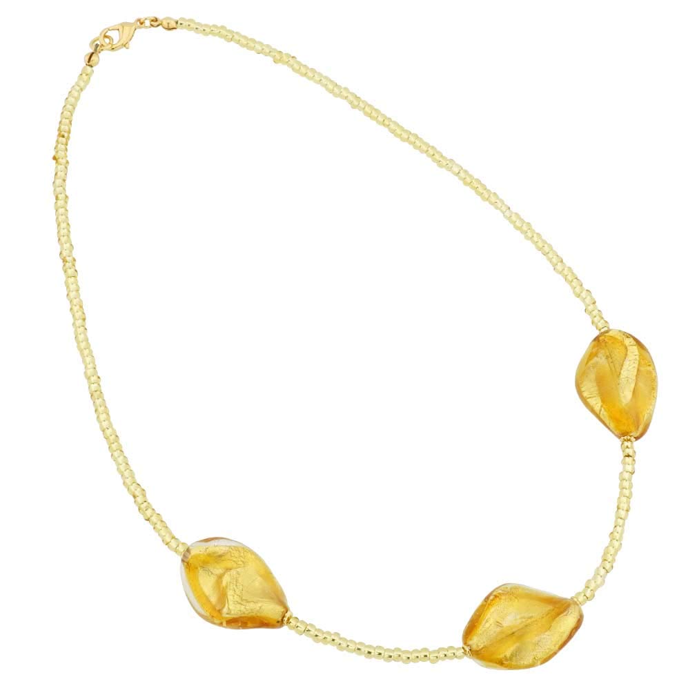 Venetian Murano Glass Royal Gold Spirals Necklace - Handcrafted Italian Jewelry for Women, Gift for Her, Perfect for Weddings & Special Occasions