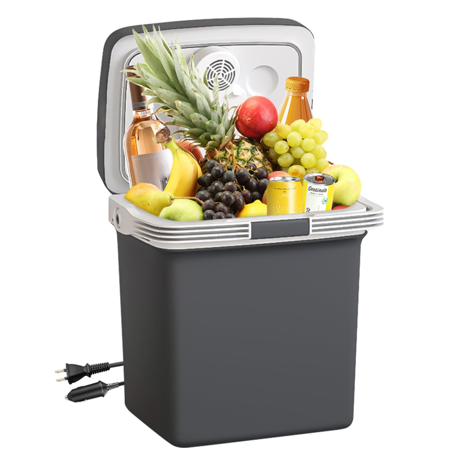 TREFAN 28QT/26L Portable Electric Cooler & Warmer for Car (48°F~139°F) - 12V AC/DC Car Fridge for Travel, Camping, Truck & Road Trips - Compact Vehicle Refrigerator for Food, Drinks & Picnics