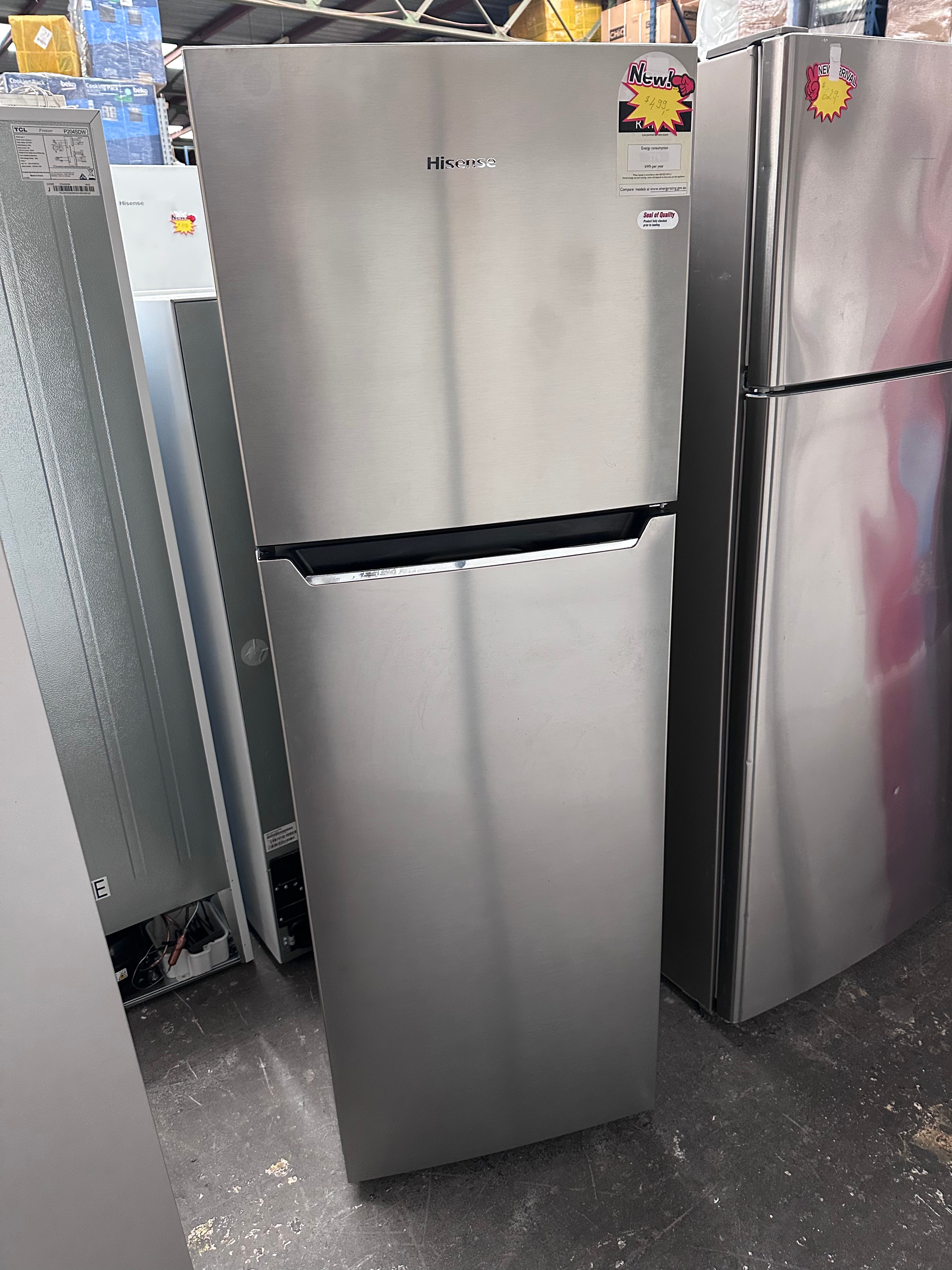 Hisense 272L Top Mount Refrigerator - Stainless Steel Energy Efficient Fridge [Certified Refurbished] for Kitchen, Apartment & Small Spaces