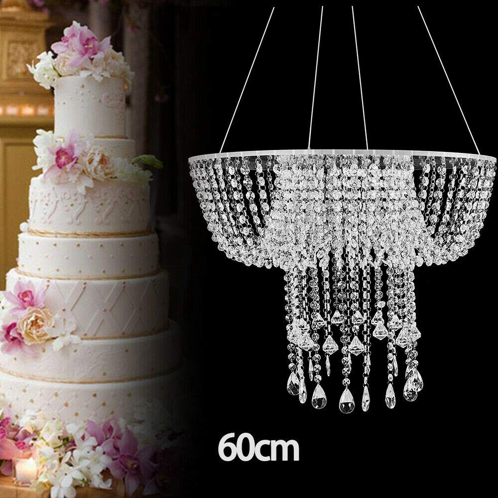 Crystal Hanging Cake Stand - 60cm Clear Drape Suspended Cake Swing for Wedding, Birthday Party Decor | Elegant Dessert Display for Special Events & Celebrations