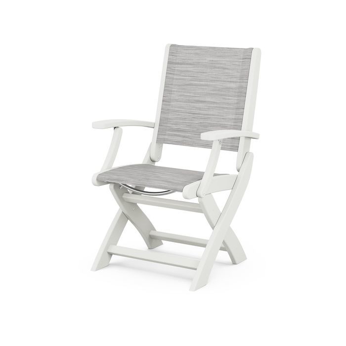 POLYWOOD Coastal Folding Chair - Durable Outdoor Furniture for Patio, Beach & Poolside - Weather-Resistant Adirondack Style Chair with Cup Holder