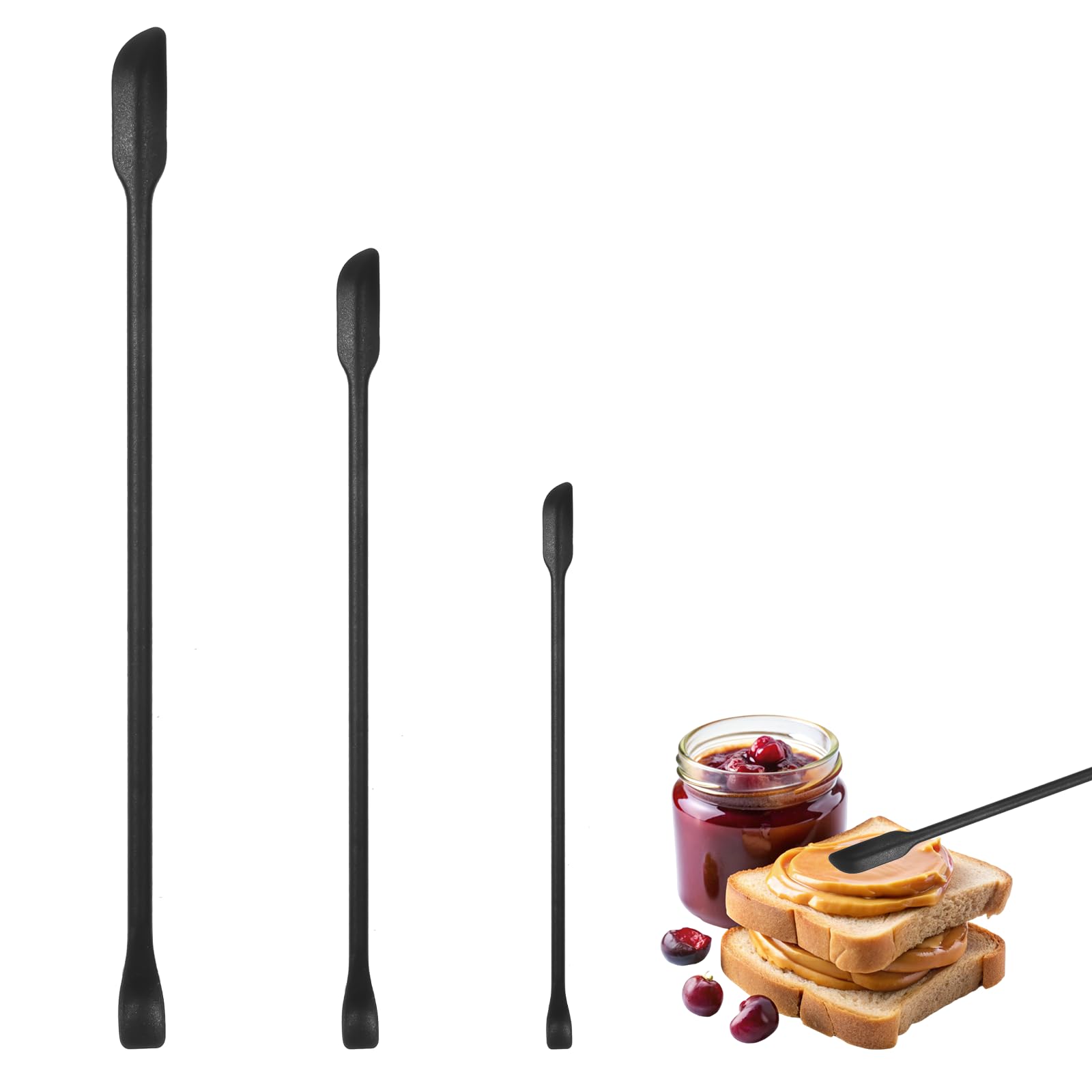 3-Piece Reusable Mini Silicone Spatula Set - Small Rubber Cosmetic & Lotion Spatulas - Tiny Makeup Stir Sticks for Jars, Bottles, Cans - Perfect for Kitchen, Beauty & DIY Skincare Products