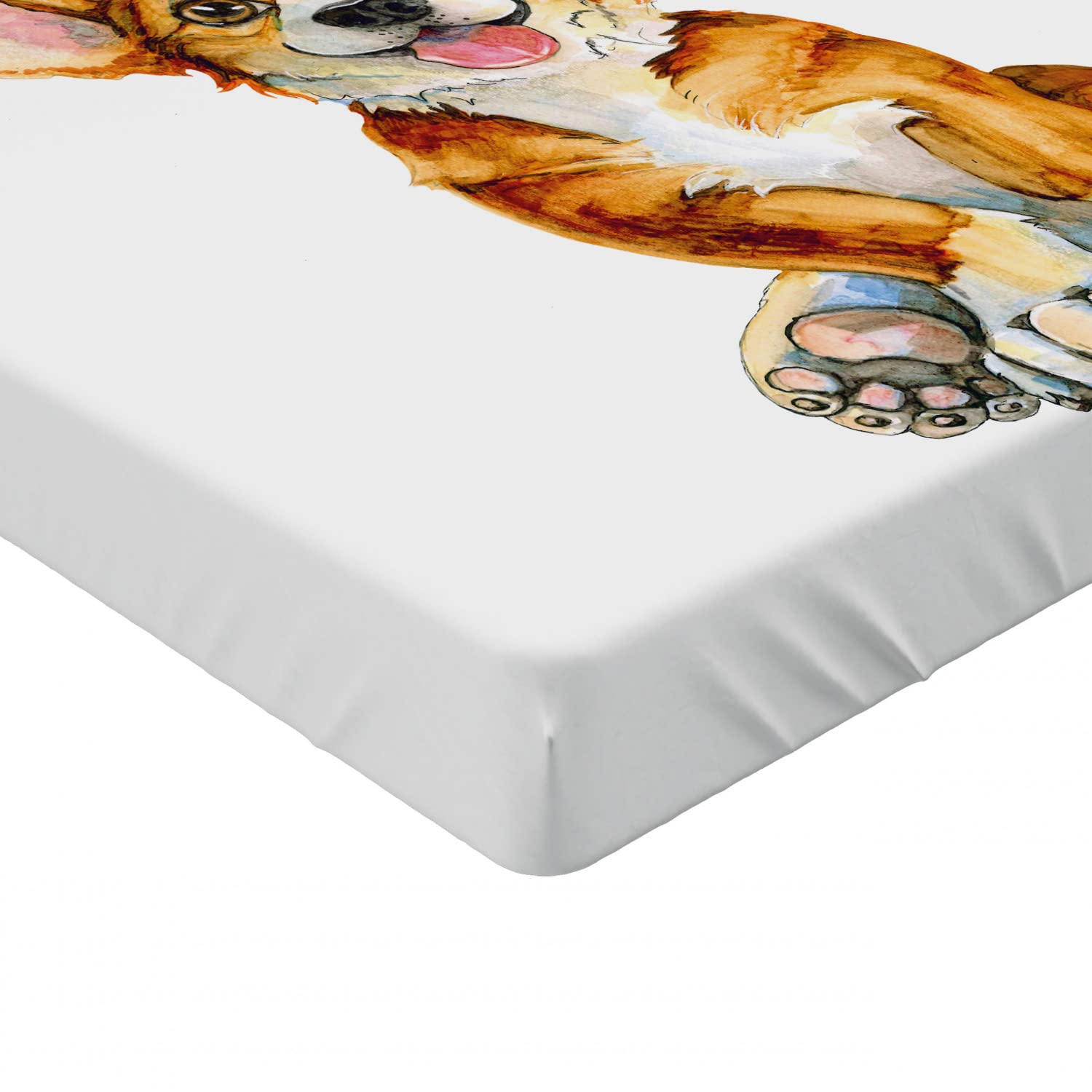 Ambesonne 2-Pack Corgi Dog Fitted Sheets, Deer Antlers Design - California King Size for Cozy Bedroom