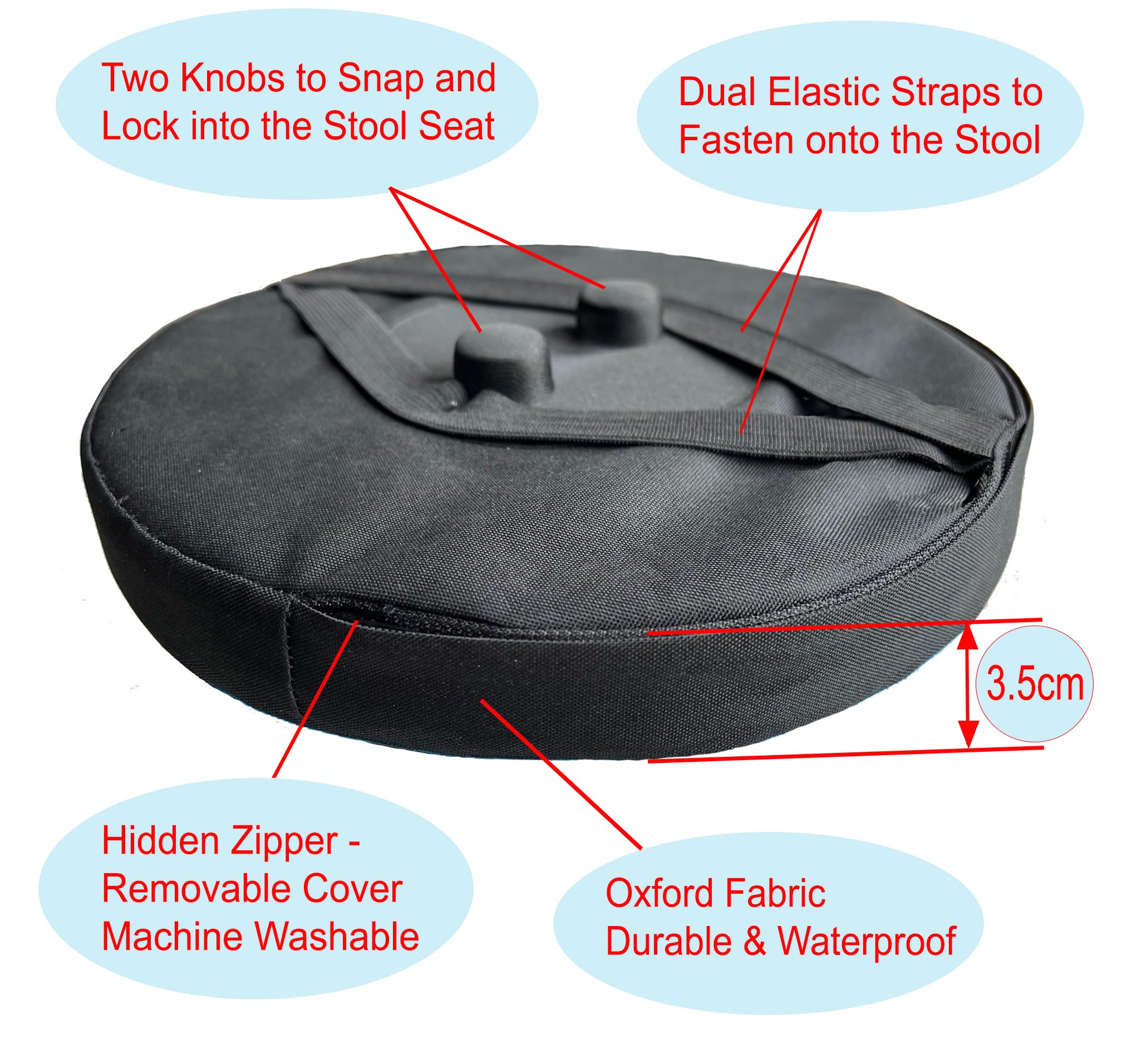 Premium Thick Memory Foam Seat Cushion for Telescopic & Folding Stools - Extra Comfort Support for Retractable Round Stools - Perfect for Camping, Outdoor Events & Home Use (Cushion Only)