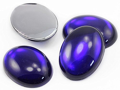 40x30mm Large Flat Back Oval Acrylic Cabochons Rhinestones - 4pcs Dark Blue Sapphire H123 Plastic Gems for DIY Crafts, Costume Jewelry, Wedding Invitations, Cosplay Accessories & Nail Art Decorations
