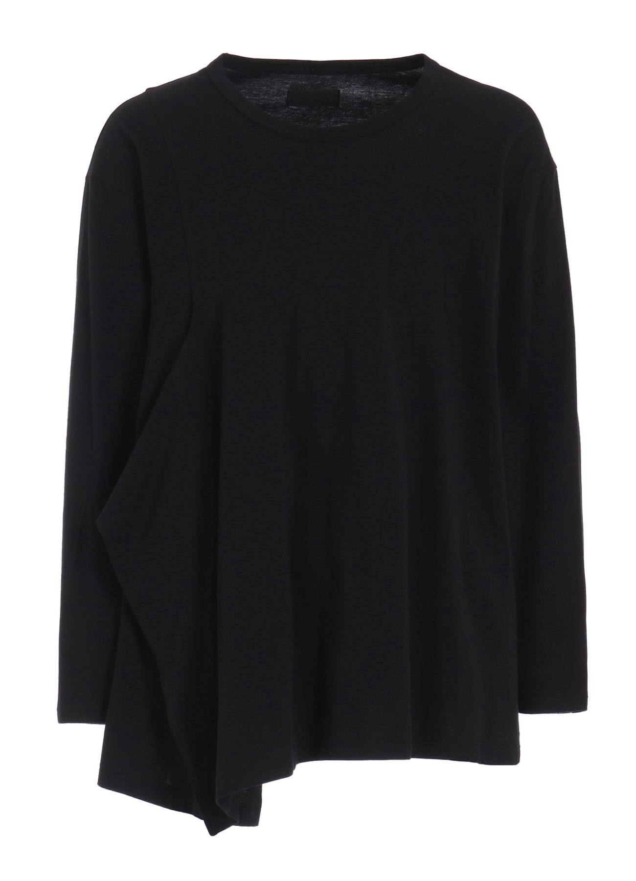 Soft Cotton Jersey Fabric Long Sleeve Draped T-Shirt for Women - Comfortable Casual Wear for Everyday Outfits & Layering