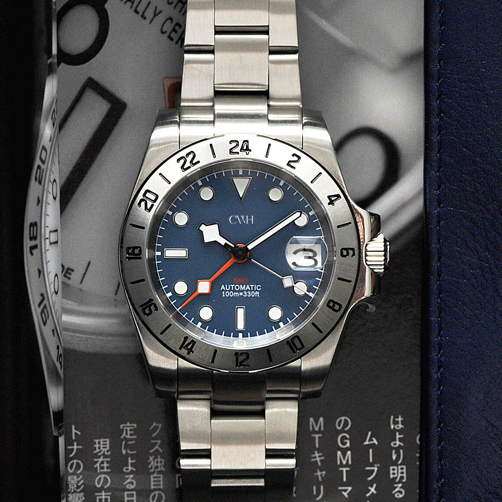 Artic Glacier CWH Collective GMT Date Display Silver Stainless Steel Men's Automatic Watch - Perfect for Business, Travel & Everyday Wear - Model CH MOD M17