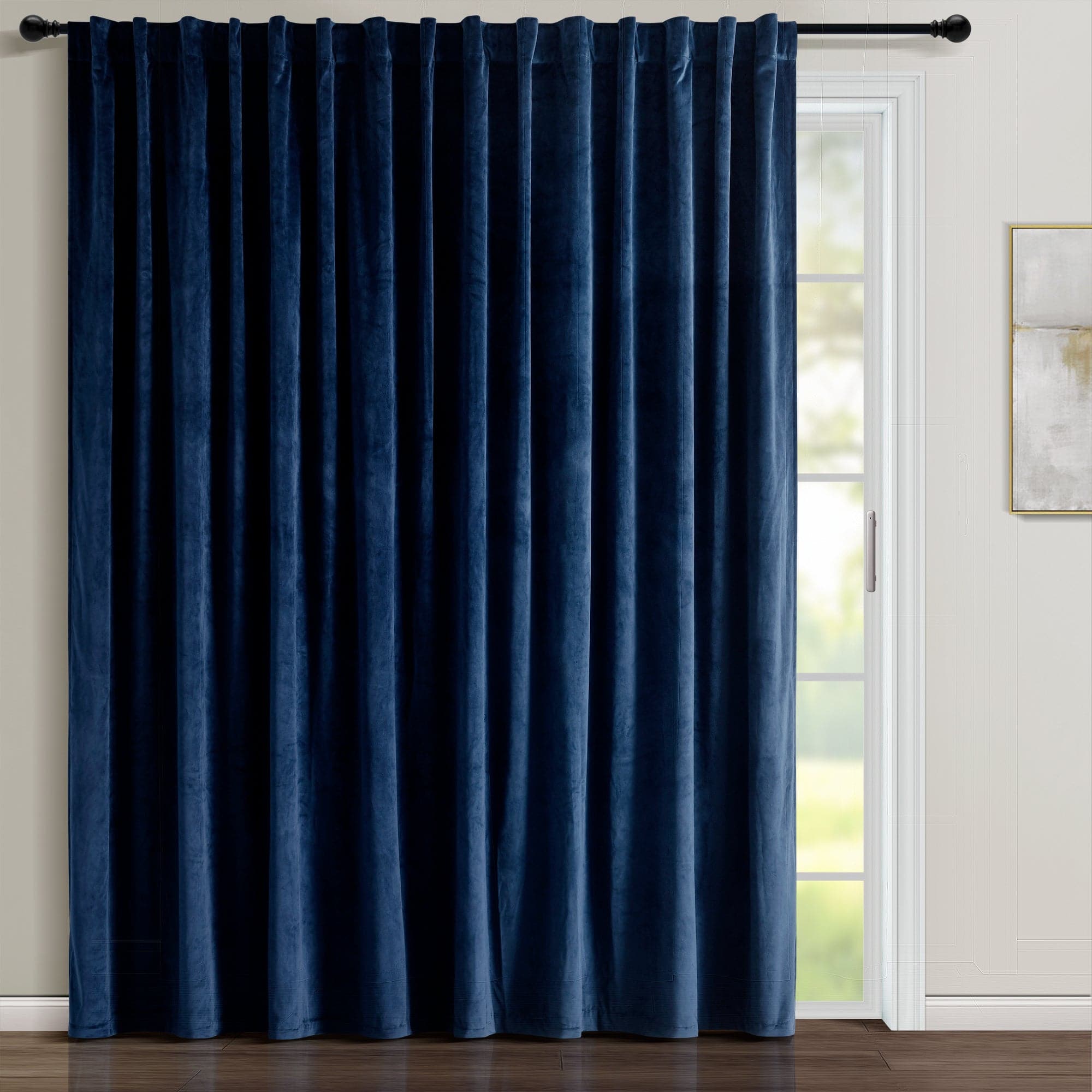 Premium Velvet Solid Blackout Curtains for Bedroom - Ultra Wide Light Filtering Window Drapes for Living Room & Home Decor (Set of 2 Panels)