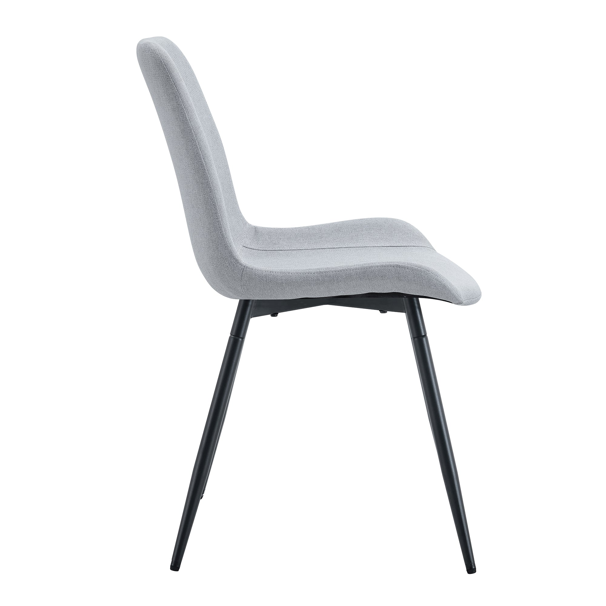 6-Piece Light Gray Linen Cotton Dining Chair Set - Ergonomic Curved Cushion Design for Comfortable Seating | Perfect for Dining Room, Kitchen, and Home Decor