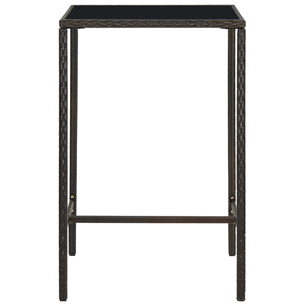 Outdoor Patio Dining Table with Tempered Glass Top & Steel Frame - Rectangle Bistro, Coffee & Console Table - Durable Poly Rattan for Garden, Lawn, Backyard - Perfect for Al Fresco Dining & Outdoor Entertaining