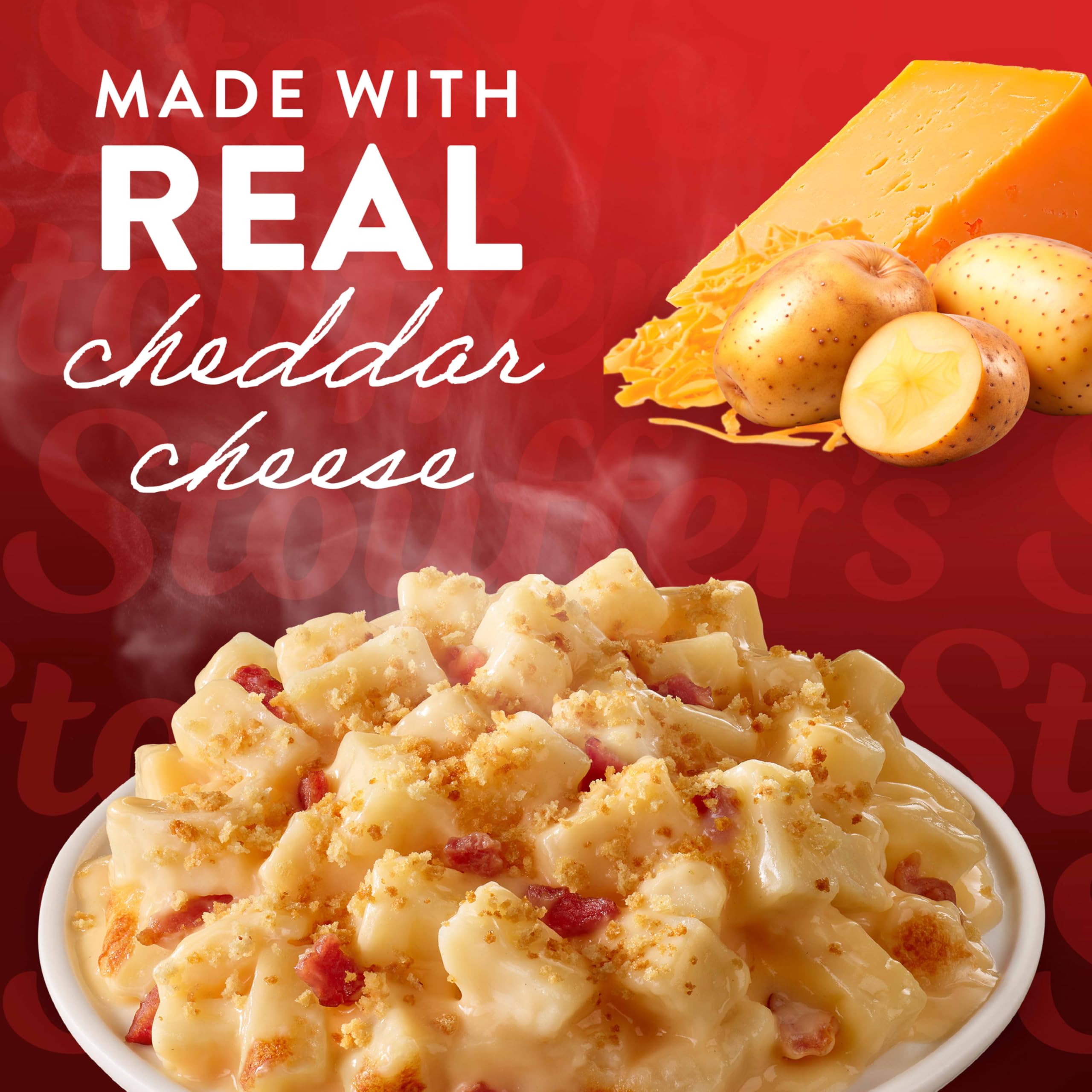 Stouffer’s Cheddar Potato Bacon Bake - Single Serve Frozen Meal | Cheesy Potato Casserole with Bacon | Microwave or Oven Ready | Quick & Easy Dinner for Busy Weeknights, Office Lunch or Late Night Snack