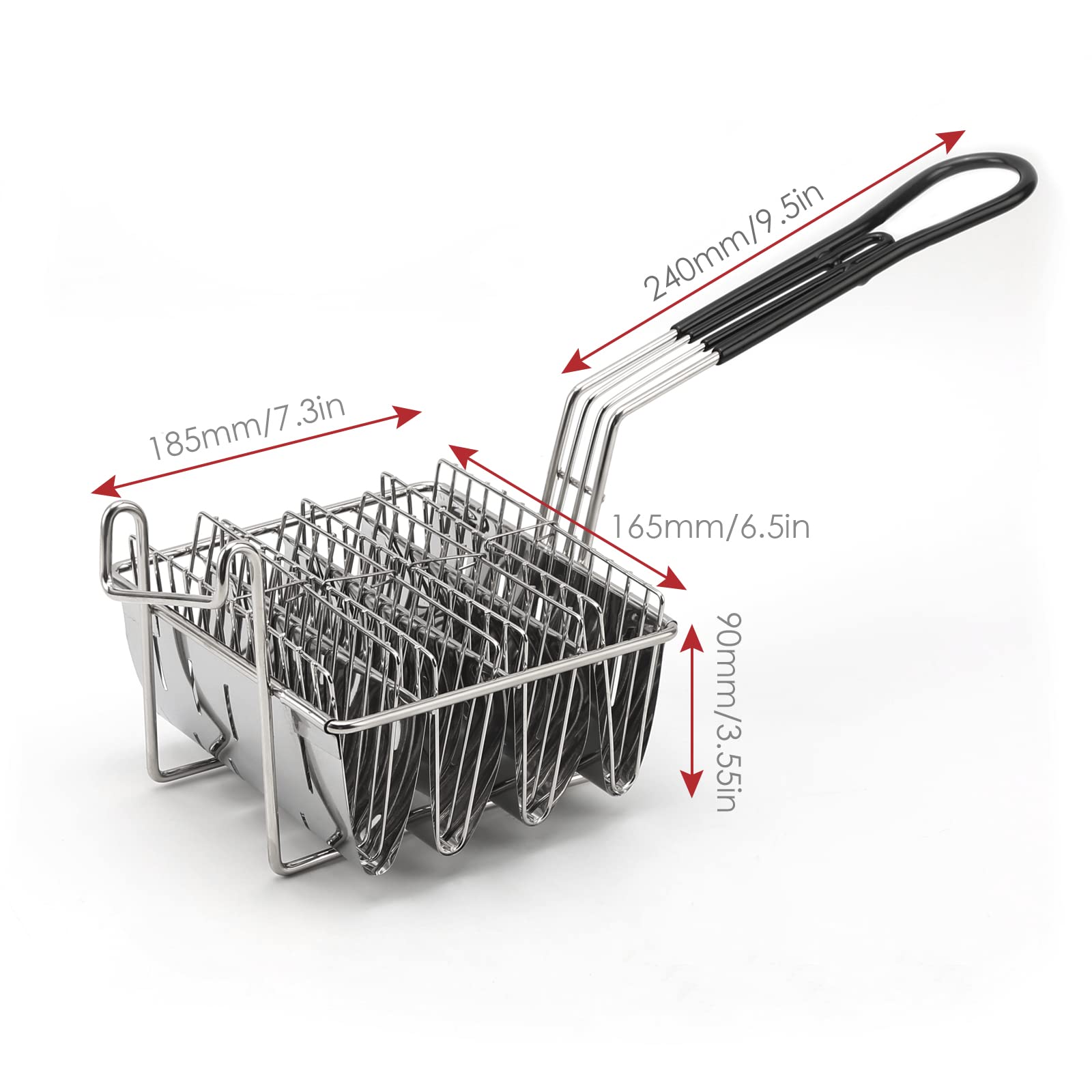 FAMKIT 4-Shell Taco Fryer Basket - Stainless Steel Taco Shell Deep Fryer Holder with Non-Slip Grip Handle for Perfectly Crispy Tacos - Ideal for Home Kitchens, Mexican Restaurants & Party Cooking