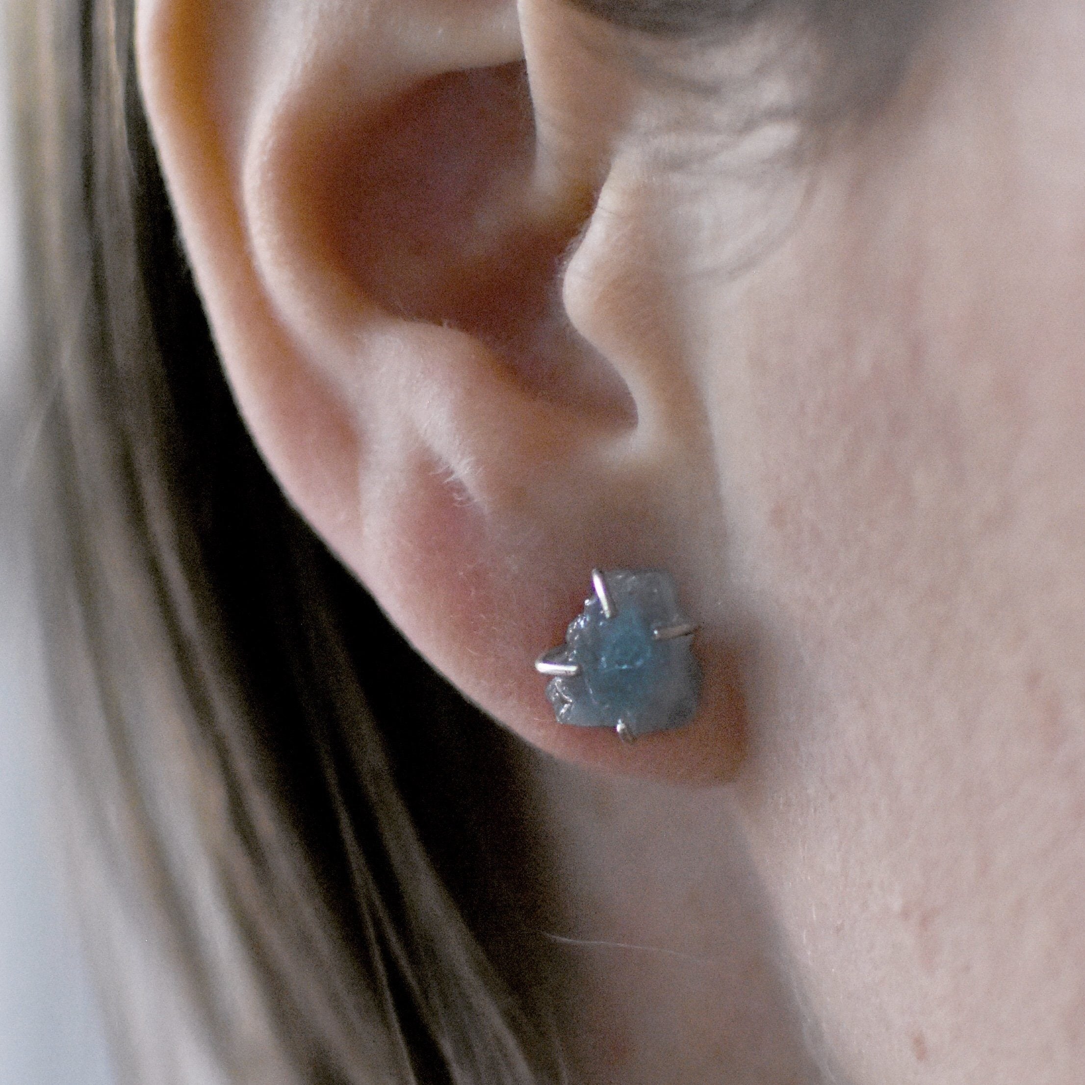 Natural Aquamarine Huggie Stud Earrings - 925 Sterling Silver Jewelry for Women - Perfect for Everyday Wear, Gift Giving & Special Occasions