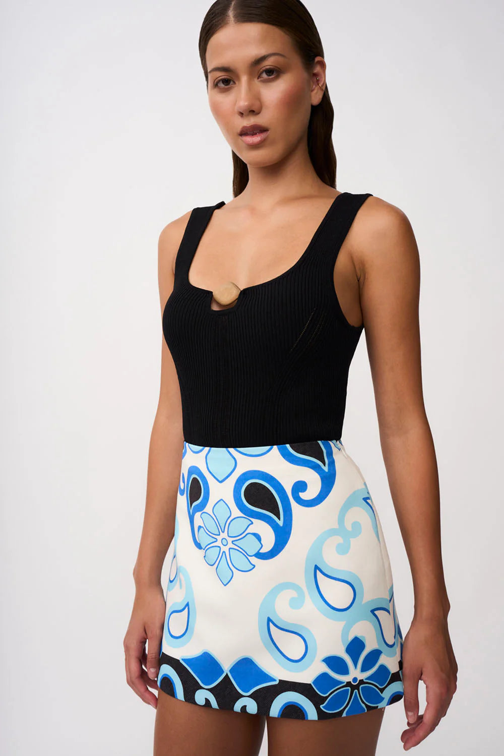 Azure Granada Mini Skirt - Aqua, Navy, Ivory - Perfect for Summer Outfits, Beach Vacations & Casual Wear