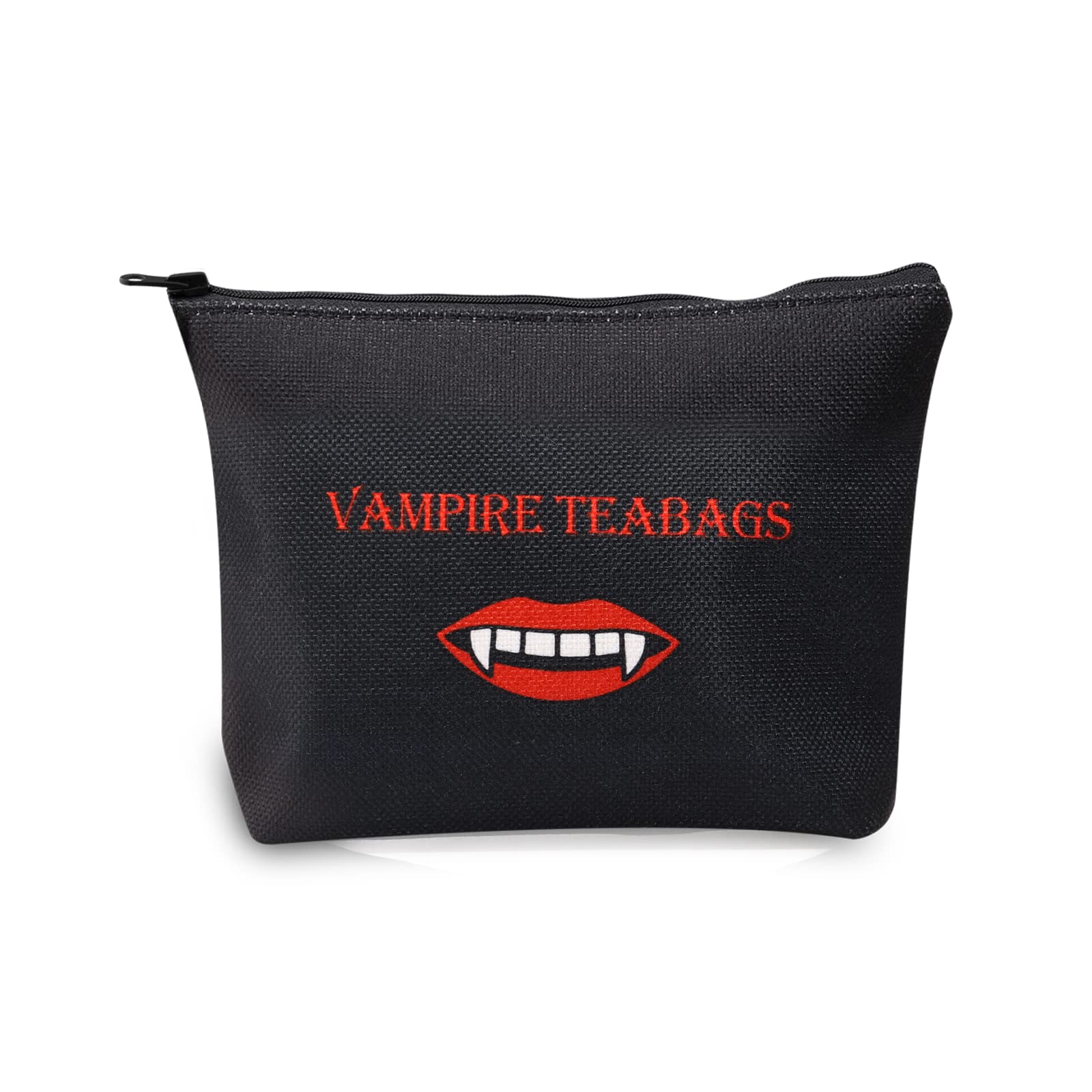 LEVLO TV Vampire Lovers Inspired Gift - Funny Vampire Teabag Makeup Bag for Women Fans (Black) | Perfect for Halloween, Cosplay & Gothic Fashion Accessories