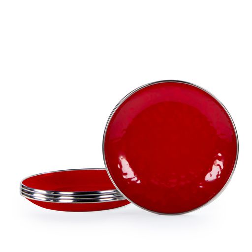 4-Piece Appetizer Plates Set - 5.75 Inch Solid Red Small Dessert Plates for Party, Wedding, Cocktail Hour & Home Entertaining