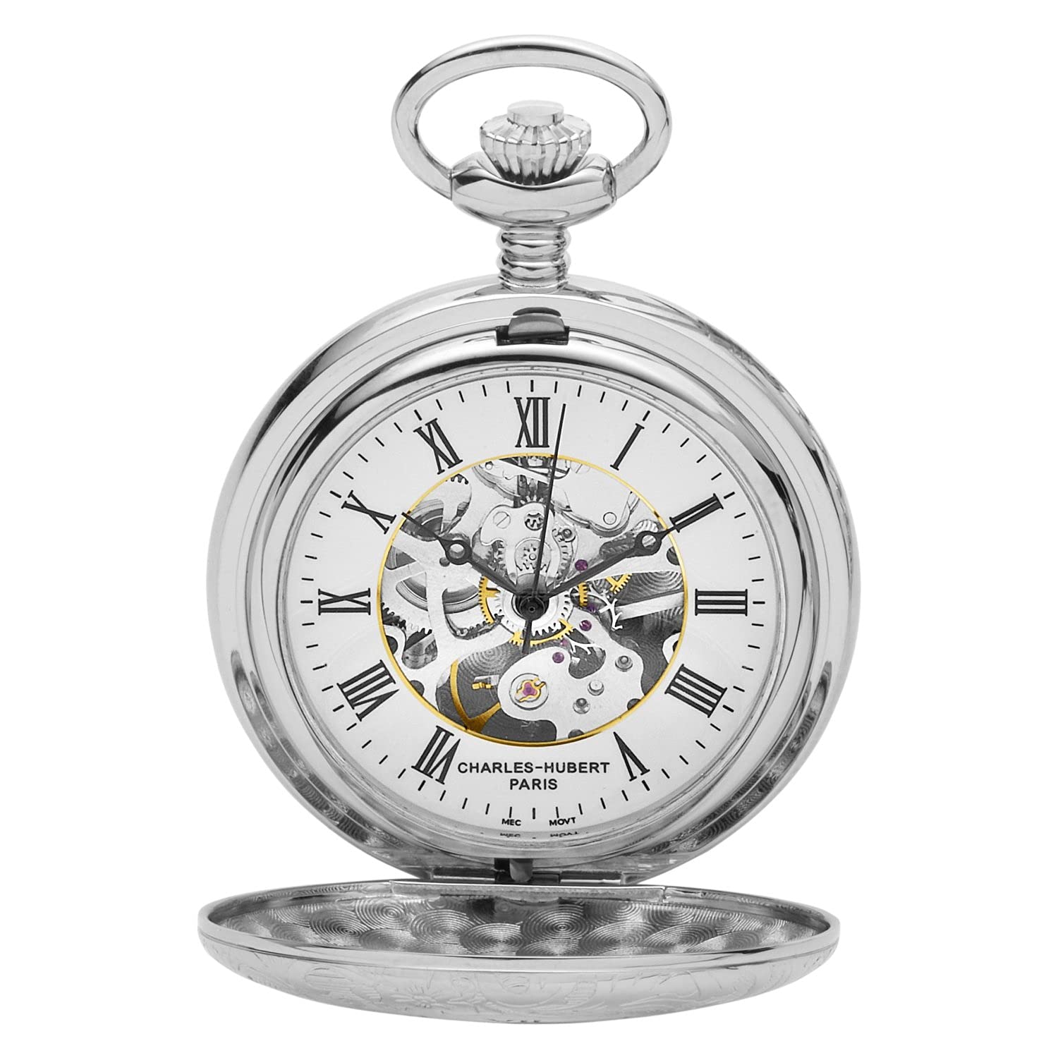 Charles-Hubert Paris Mechanical Pocket Watch - Vintage Style Wind-Up Pocket Watch for Men - Perfect for Formal Events, Weddings & Collectors