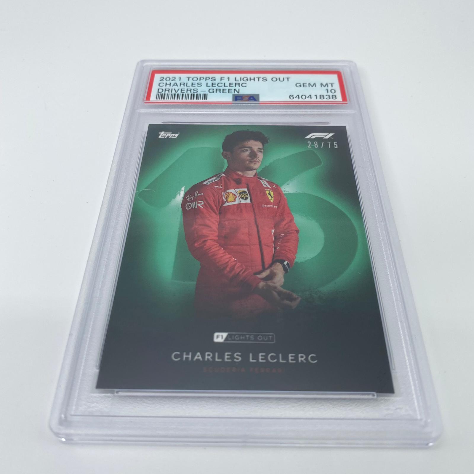 PSA 10 Graded 28/75 Charles Leclerc Green Parallel Racing Card - Perfect for F1 Collectors & Sports Memorabilia Displays