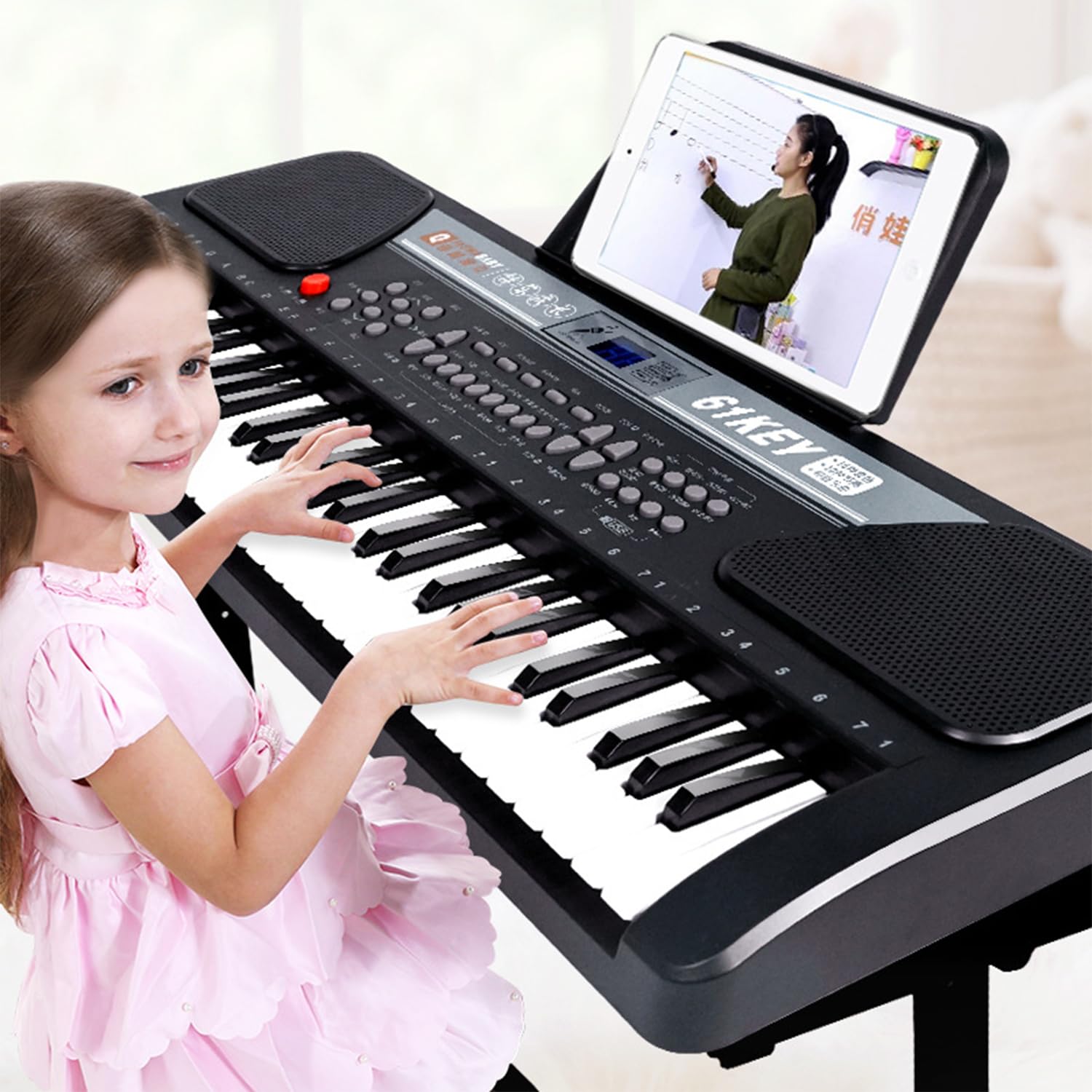 iMeshbean 61-Key Electronic Keyboard Piano - Portable Digital Piano with Stand, Built-in Speakers & Headphone Jack - Perfect for Beginners, Home Practice & Music Lessons (Black)