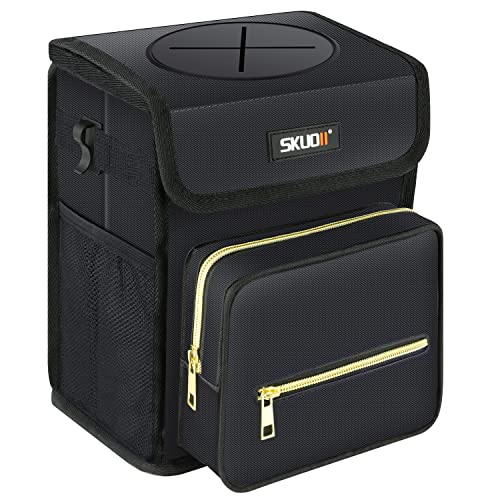 Car Trash Can with Lid - Waterproof & Leak-Proof Auto Garbage Bag for Vehicles | Hanging Car Storage Organizer for Road Trips, Commuting & Family Travel