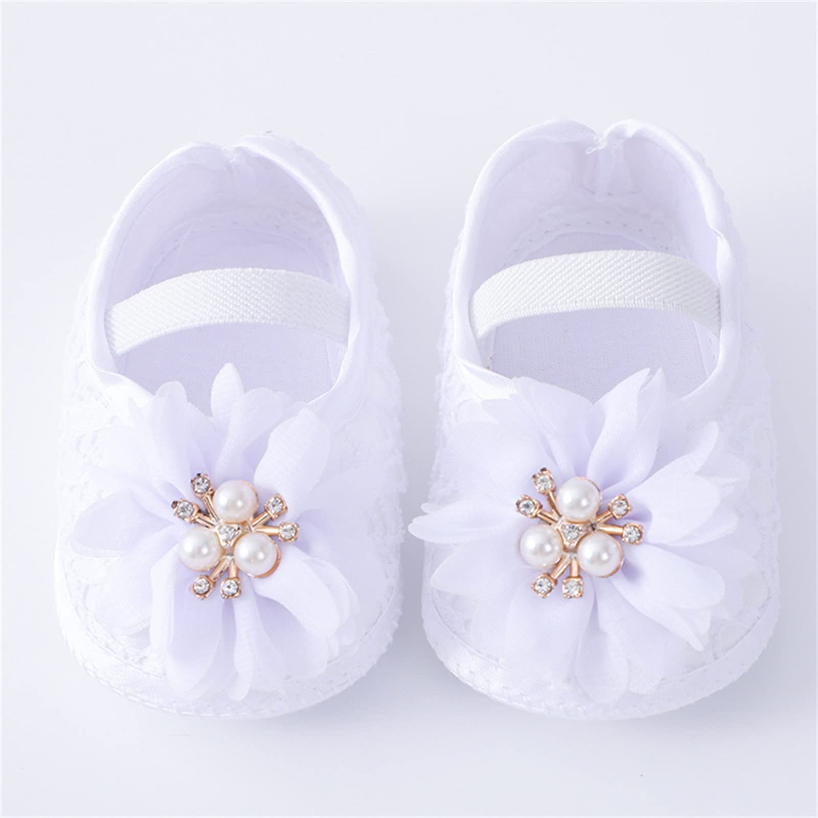 Soft Sole Baby Shoes for Toddlers - Pearl & Flower Princess Dress Shoes | Comfortable & Stylish First Walkers for Girls | Perfect for Parties, Weddings & Special Occasions
