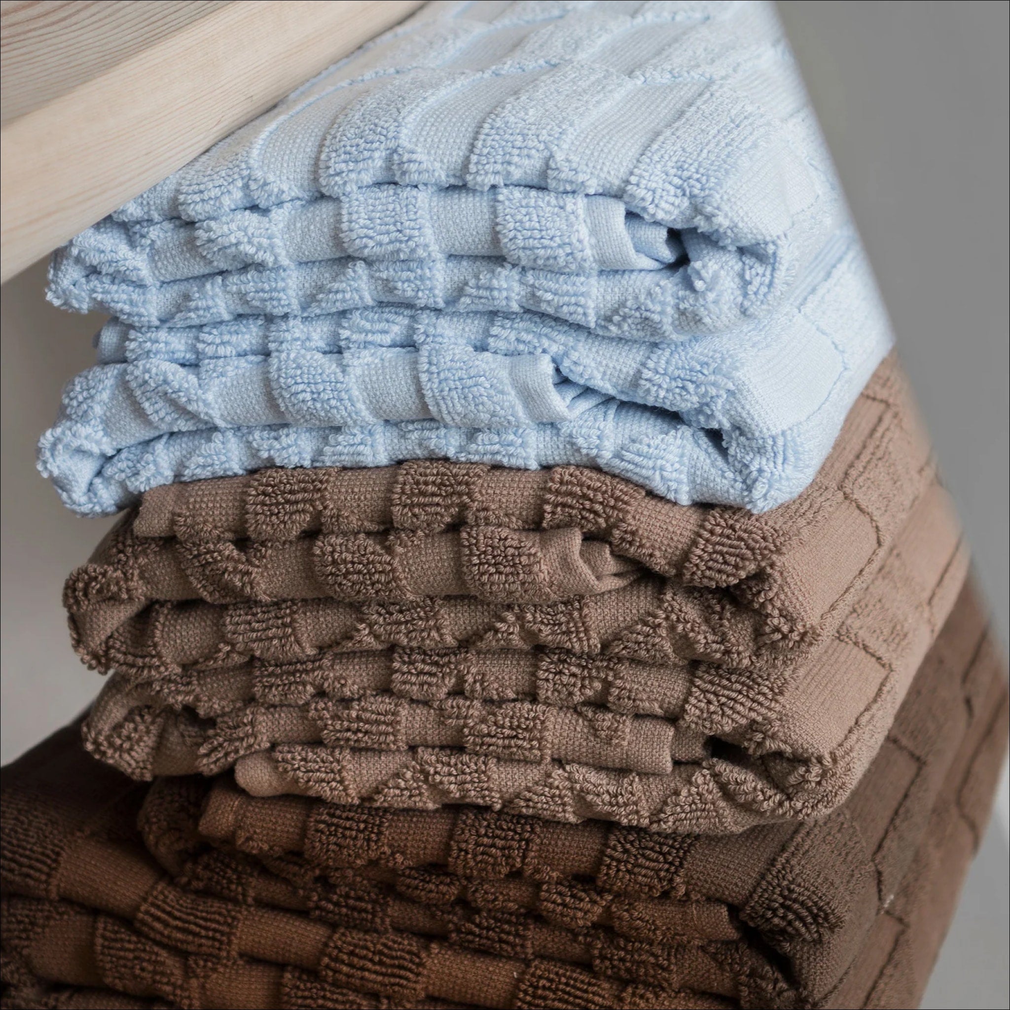 METTE DITMER Geo Hand Towel Set of 2 - 100% Organic Cotton, 35x55cm, Light Blue - Soft & Absorbent Bathroom, Kitchen & Gym Towels for Everyday Use