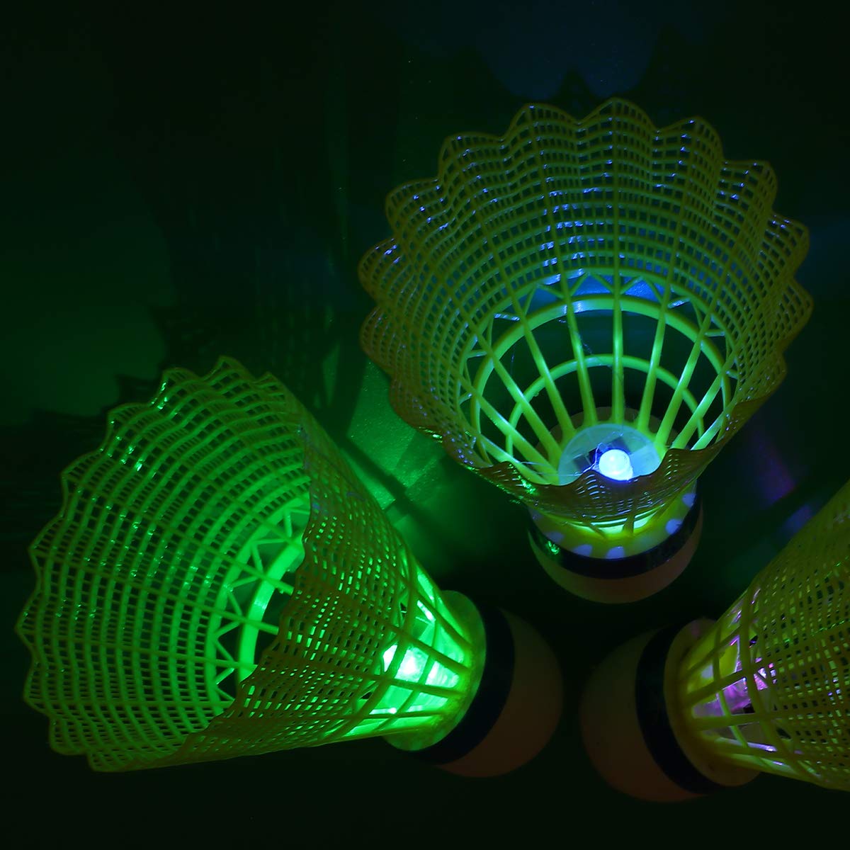 BESPORTBLE 8-Pack LED Glow in the Dark Badminton Shuttlecocks - Night Light Up Shuttlecocks for Outdoor/Indoor Play, School Sports & Fun Night Games