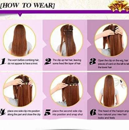 IndusBay 5 Clip-in Straight Synthetic Hair Extensions for Women & Girls - Black (1 Pack) | Perfect for Daily Styling, Parties & Special Occasions