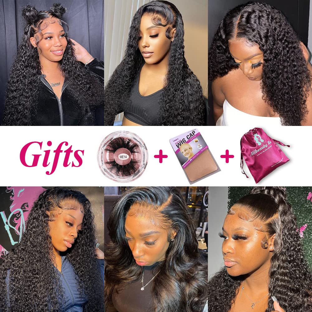 Glueless Lace Front Wigs Human Hair for Black Women - 200% Density Brazilian Water Wave Pre Plucked Bleached Knots Wig (16 Inch) | Perfect for Daily Wear, Parties & Special Occasions