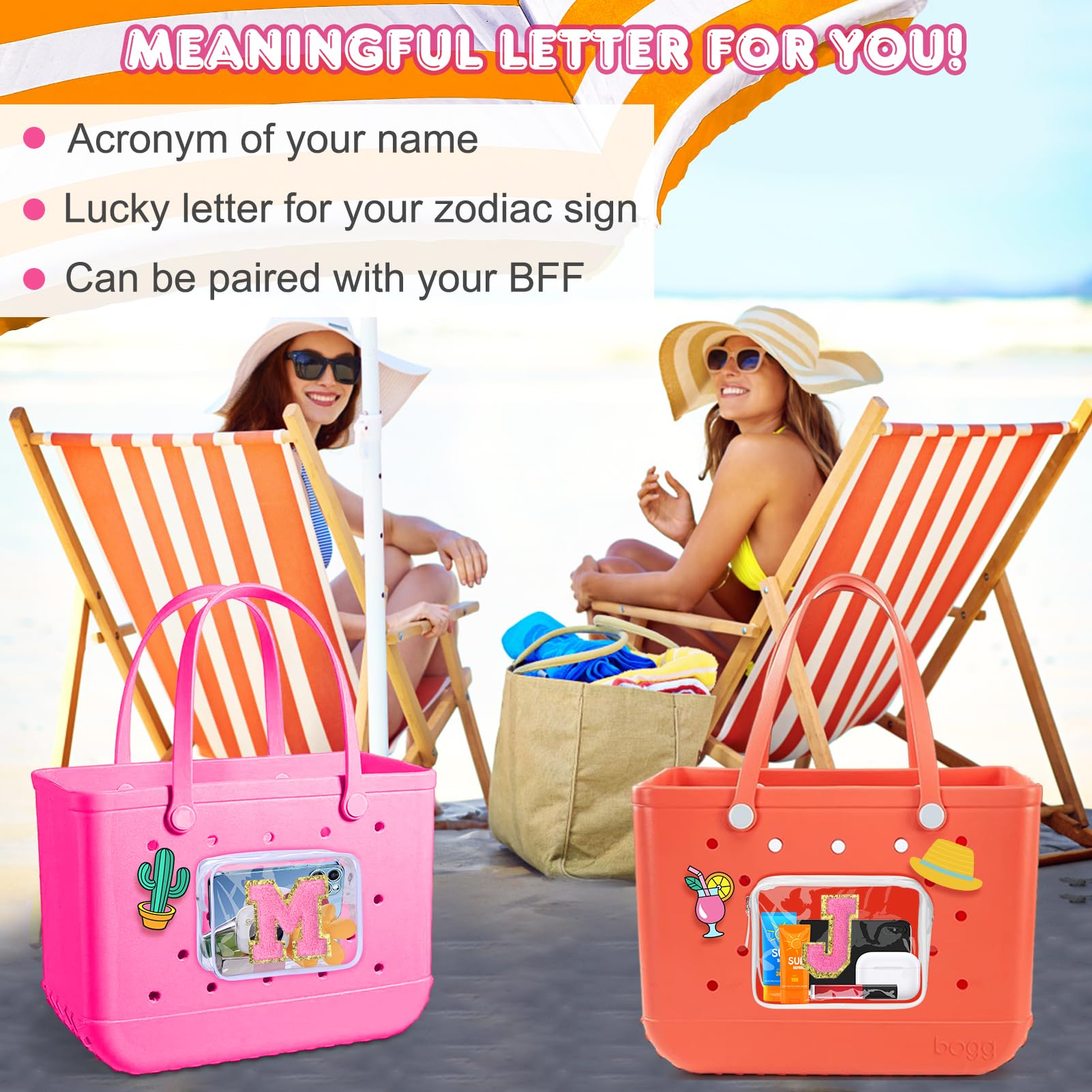 AIERSA Clear Phone Holder with Letter Charms - Bogg Bag Accessories Organizer for Simply Southern & All Beach Tote Bags - Perfect for Travel, Shopping, and Beach Outings